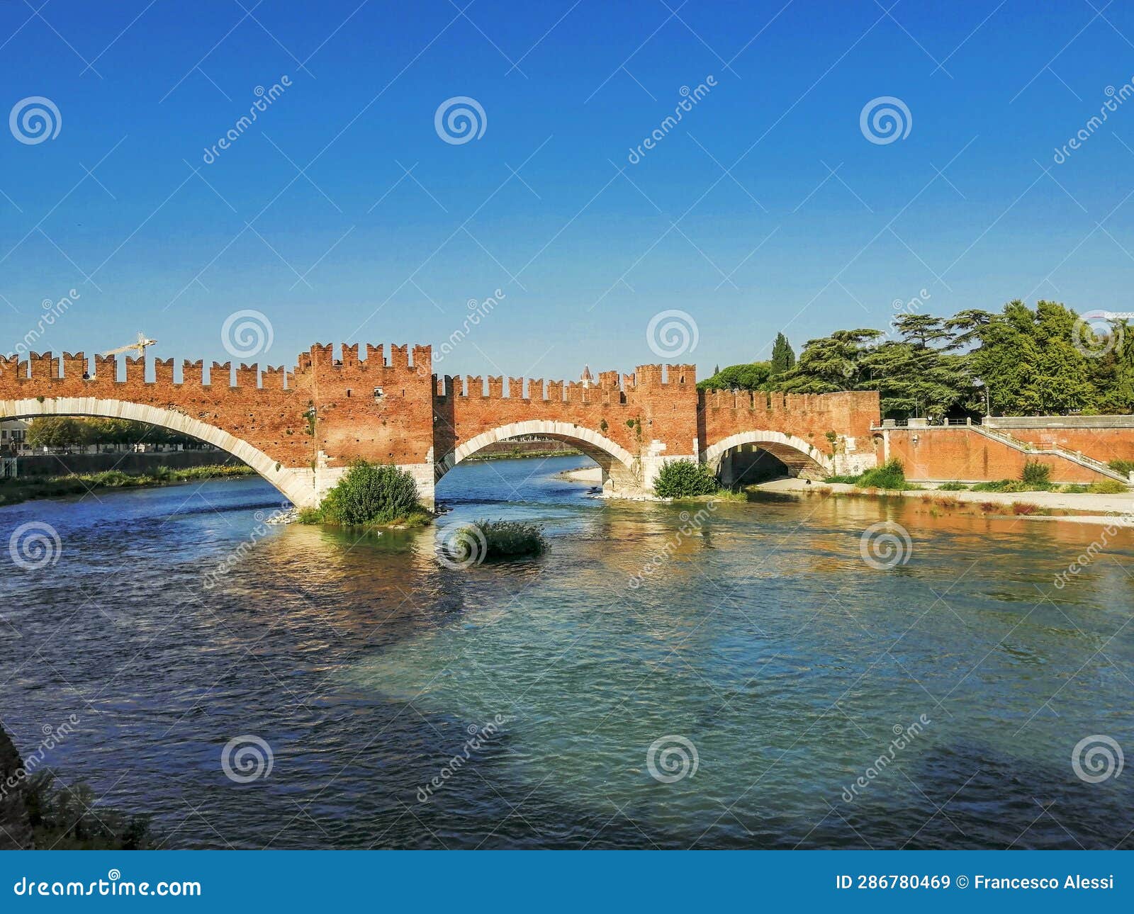 stone bridge of ponte scaligero, verona