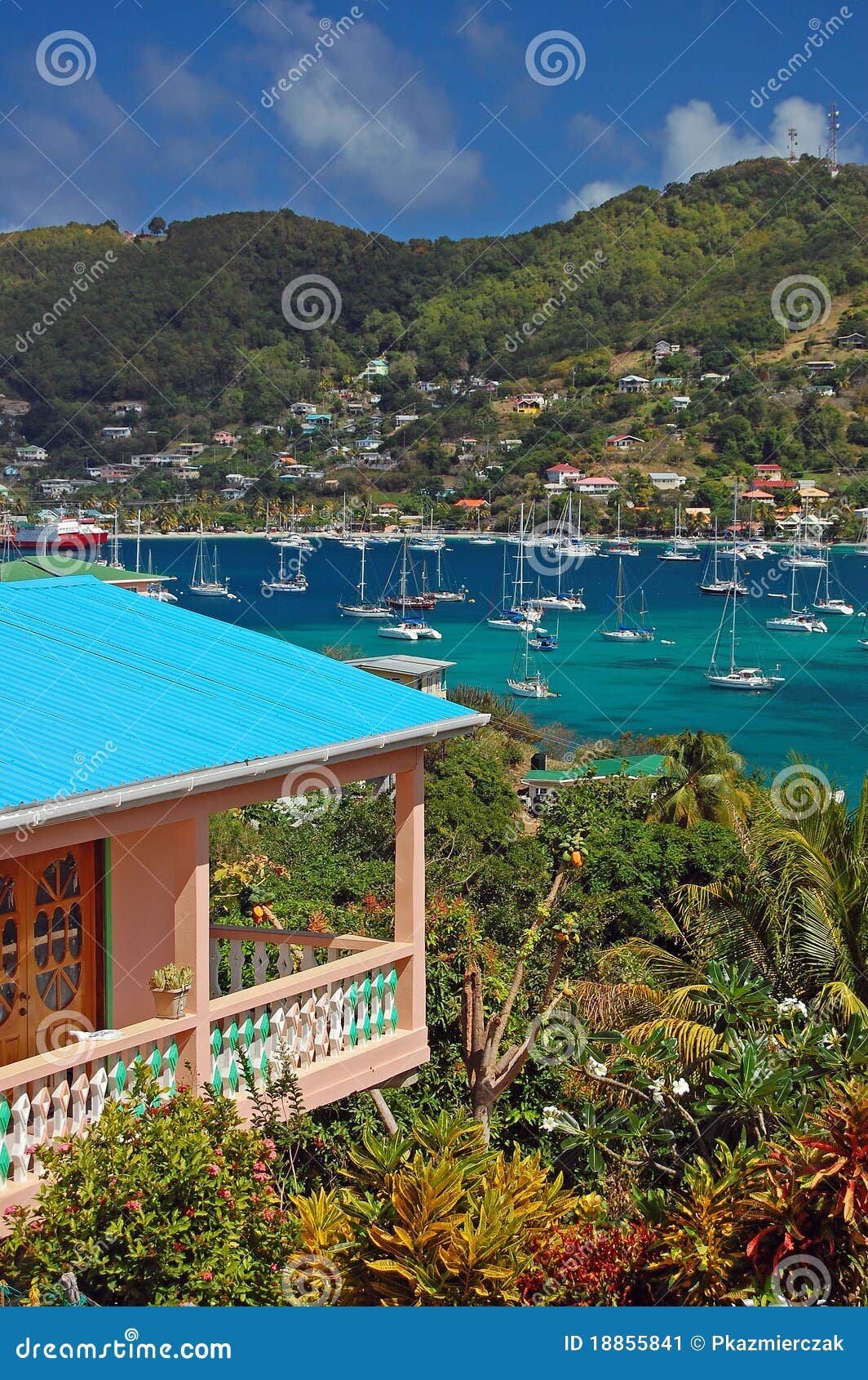 View of Admiralty Bay on Bequia Island Stock Image Image of beach