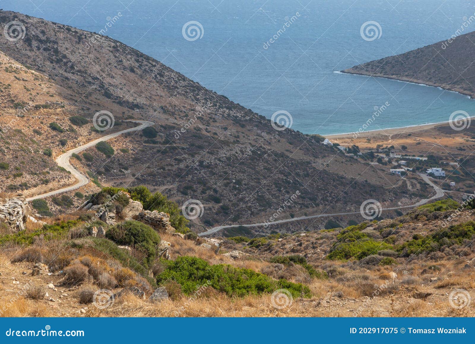 view of the agia theodoti beach, ios, greece