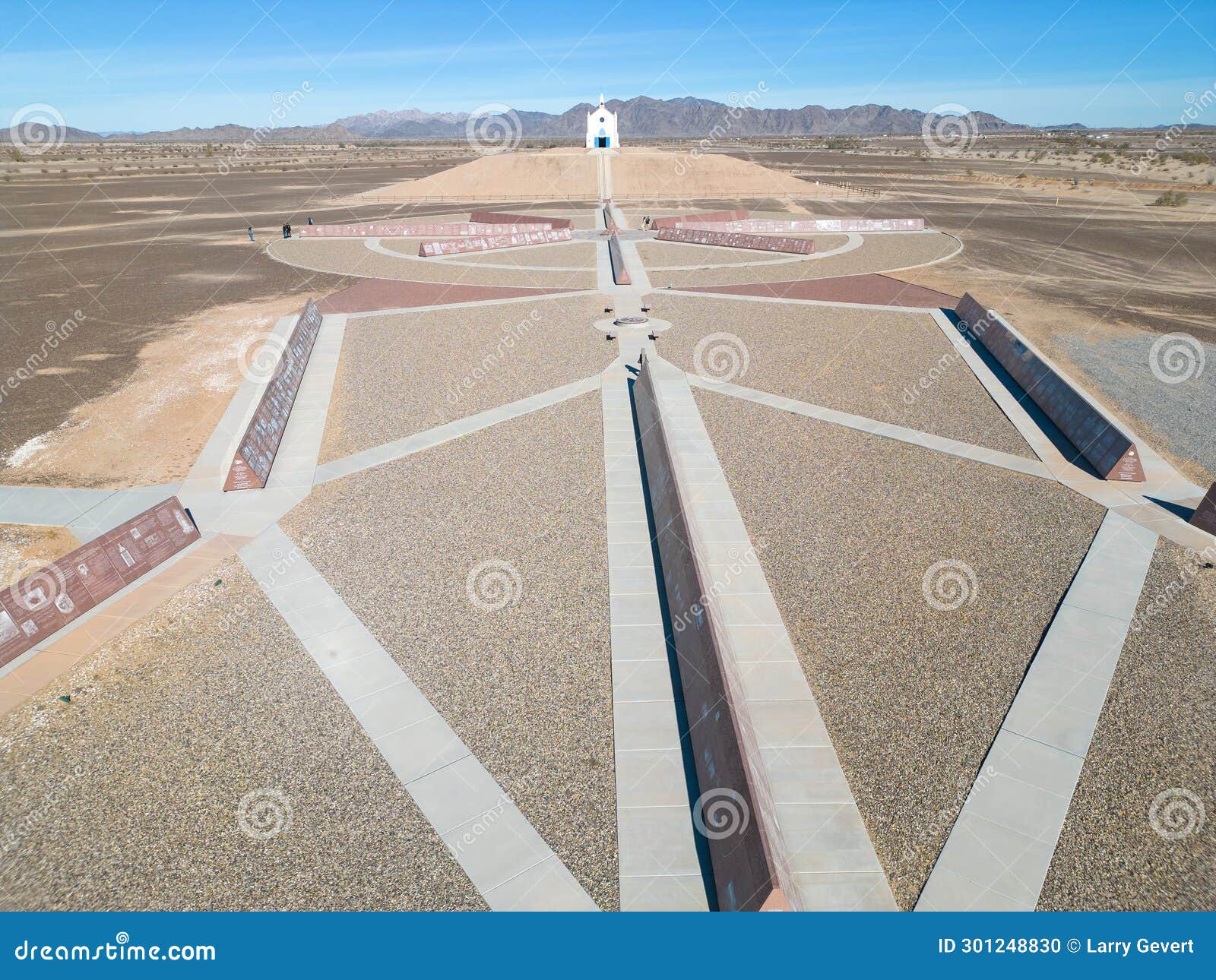 view from the air, felicity, california, history is preserved in granite