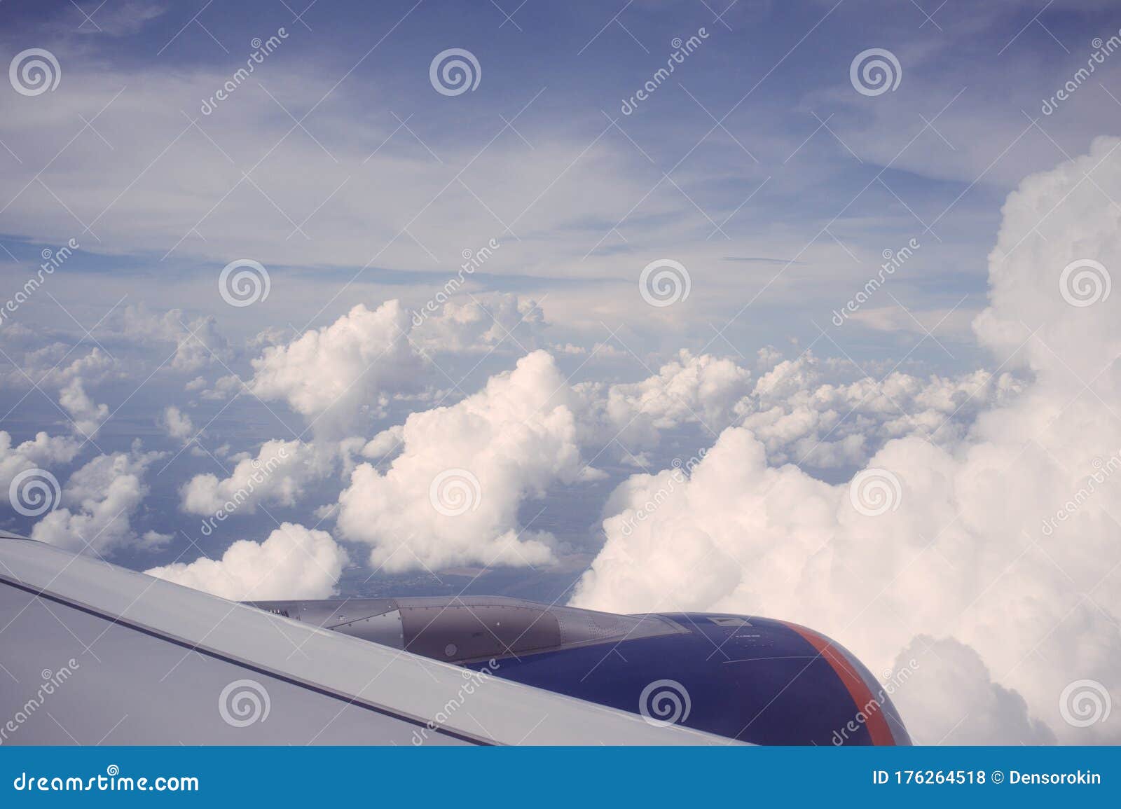 View from the Airplane Window To the Blue Sky in the Clouds. Flying and  Traveling. Backgrounds. Wallpaper. Stock Photo - Image of aviation,  cumulonimbus: 176264518