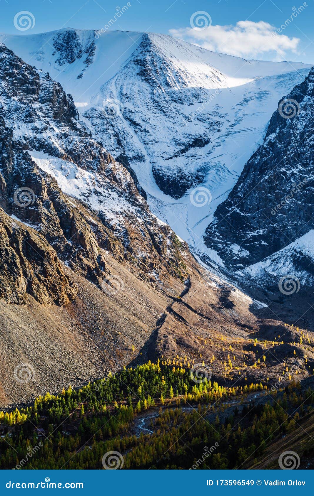 View Of The Aktru River Valley From The Teacher Pass Stock Image