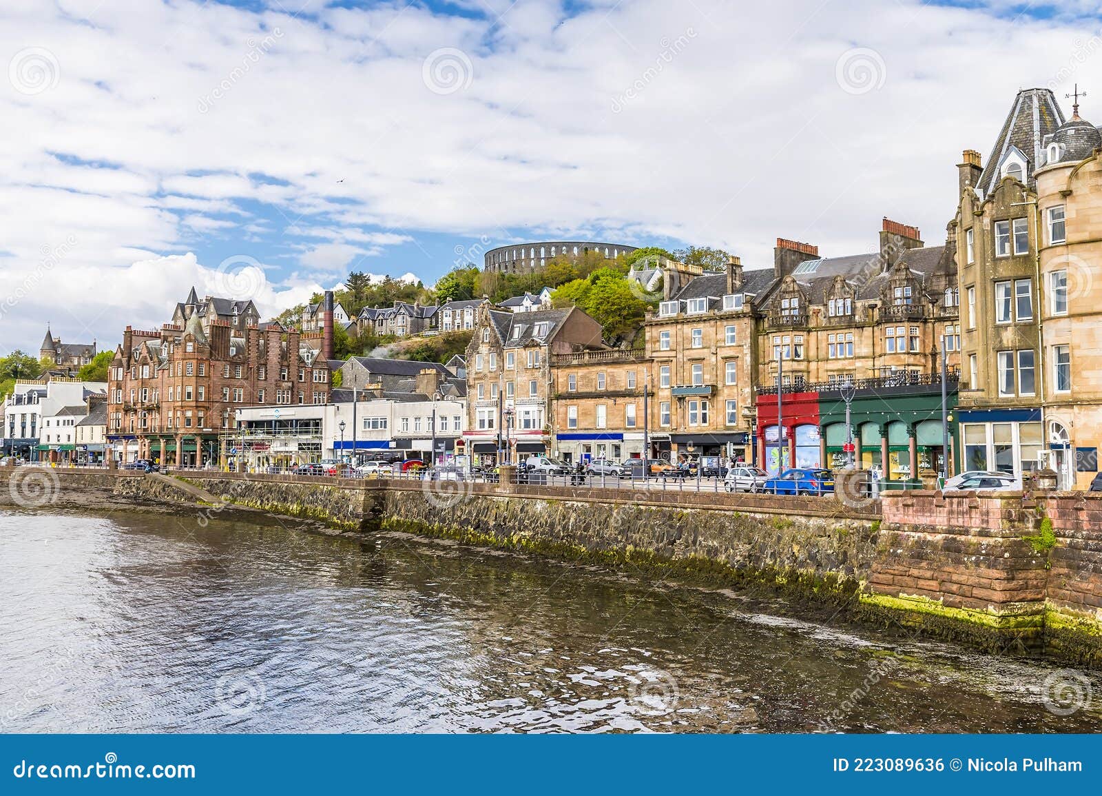 a view along the seafront in the town of oban, scotland