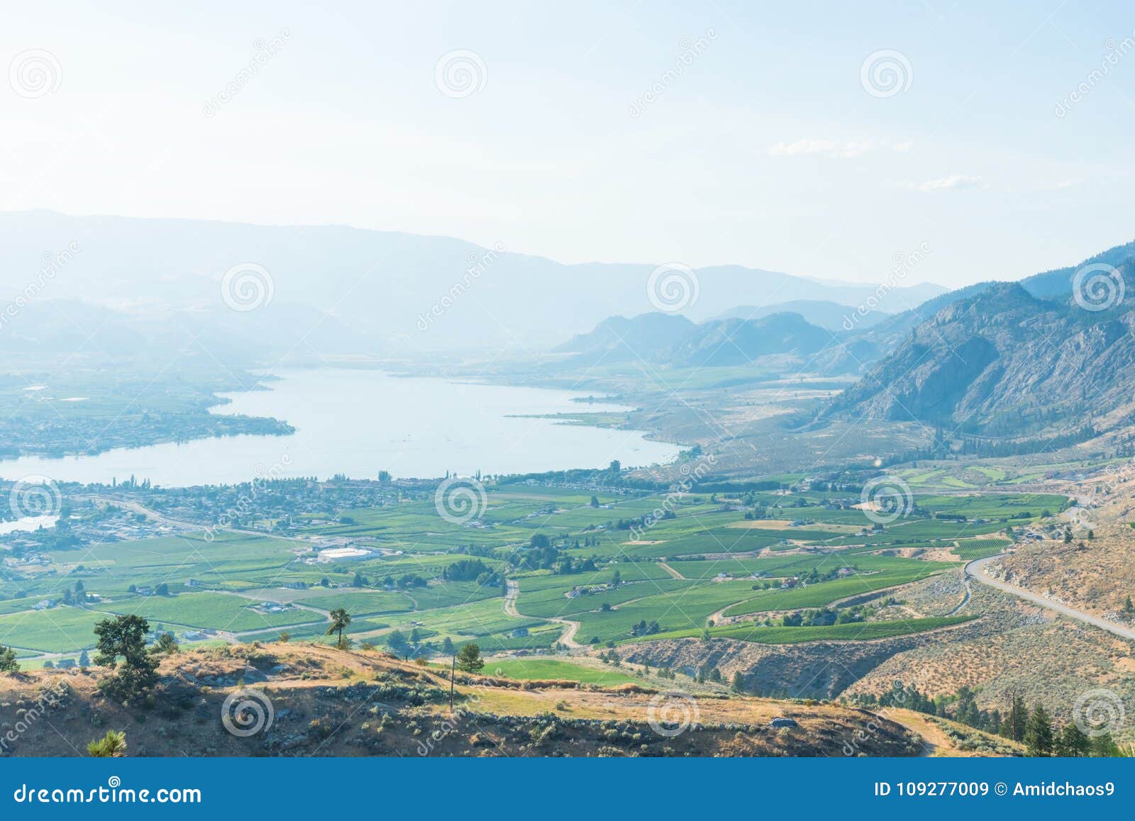 view of osoyoos and osoyoos lake from anarchist mountain in summer