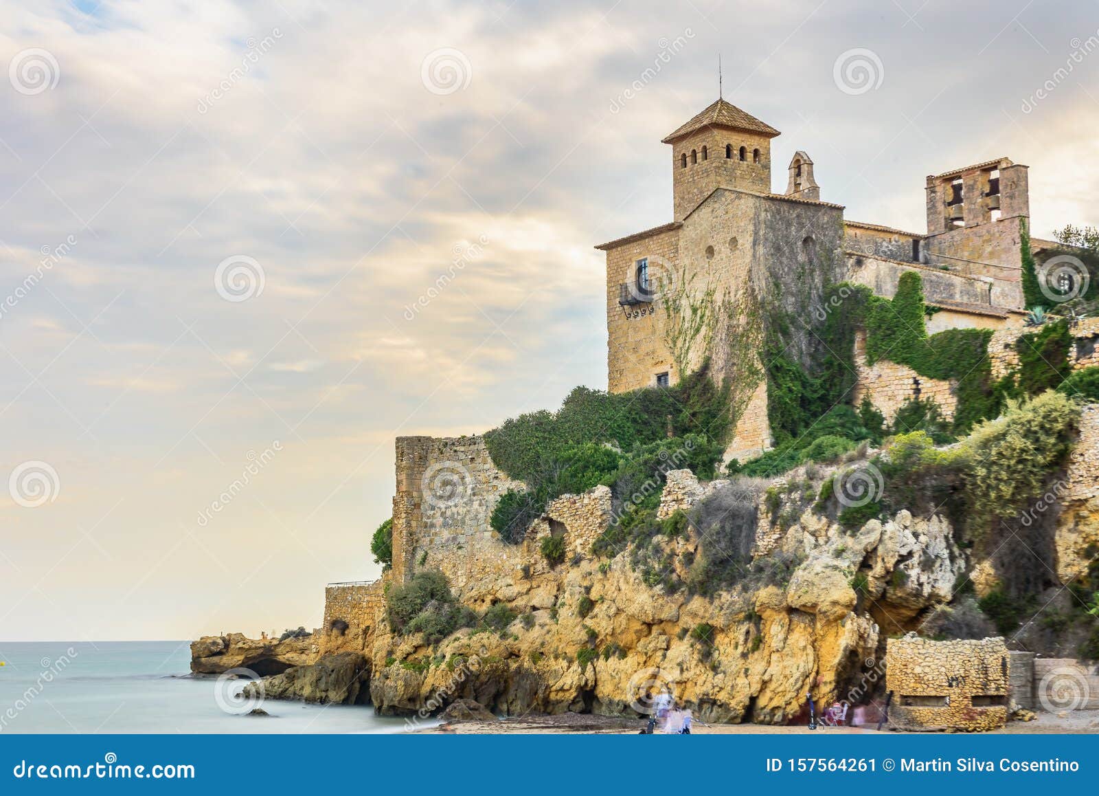 A View of the Ancient Castle from the Beach. Tarragona Spain Editorial