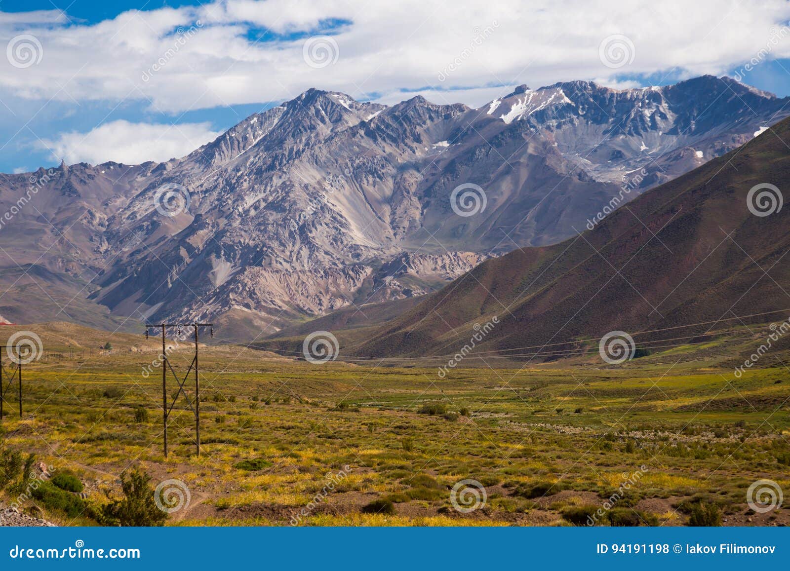 view of andes mountains, valle hermoso