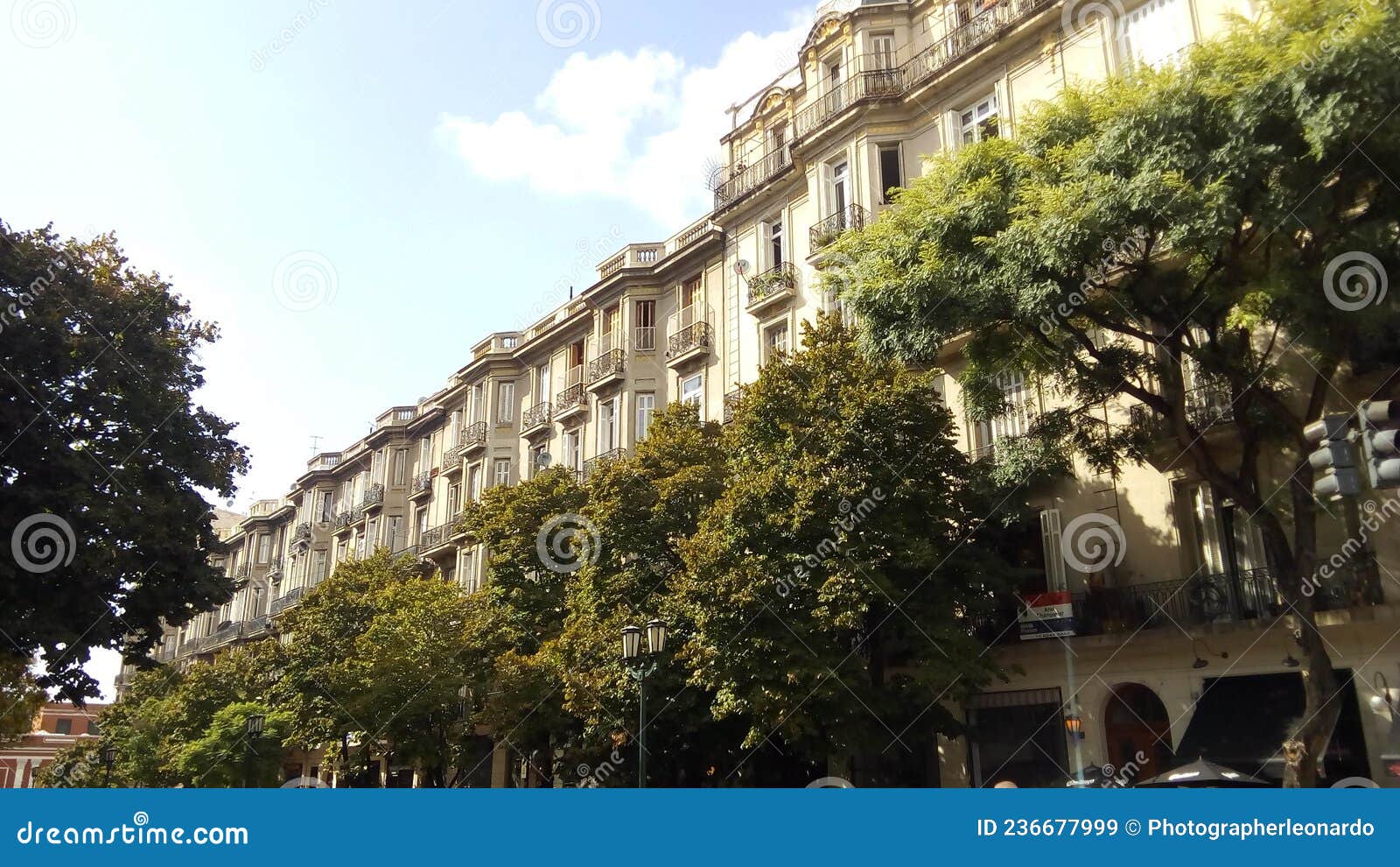 view of apartment facades in french neoclassical style, buenos aires, argentina