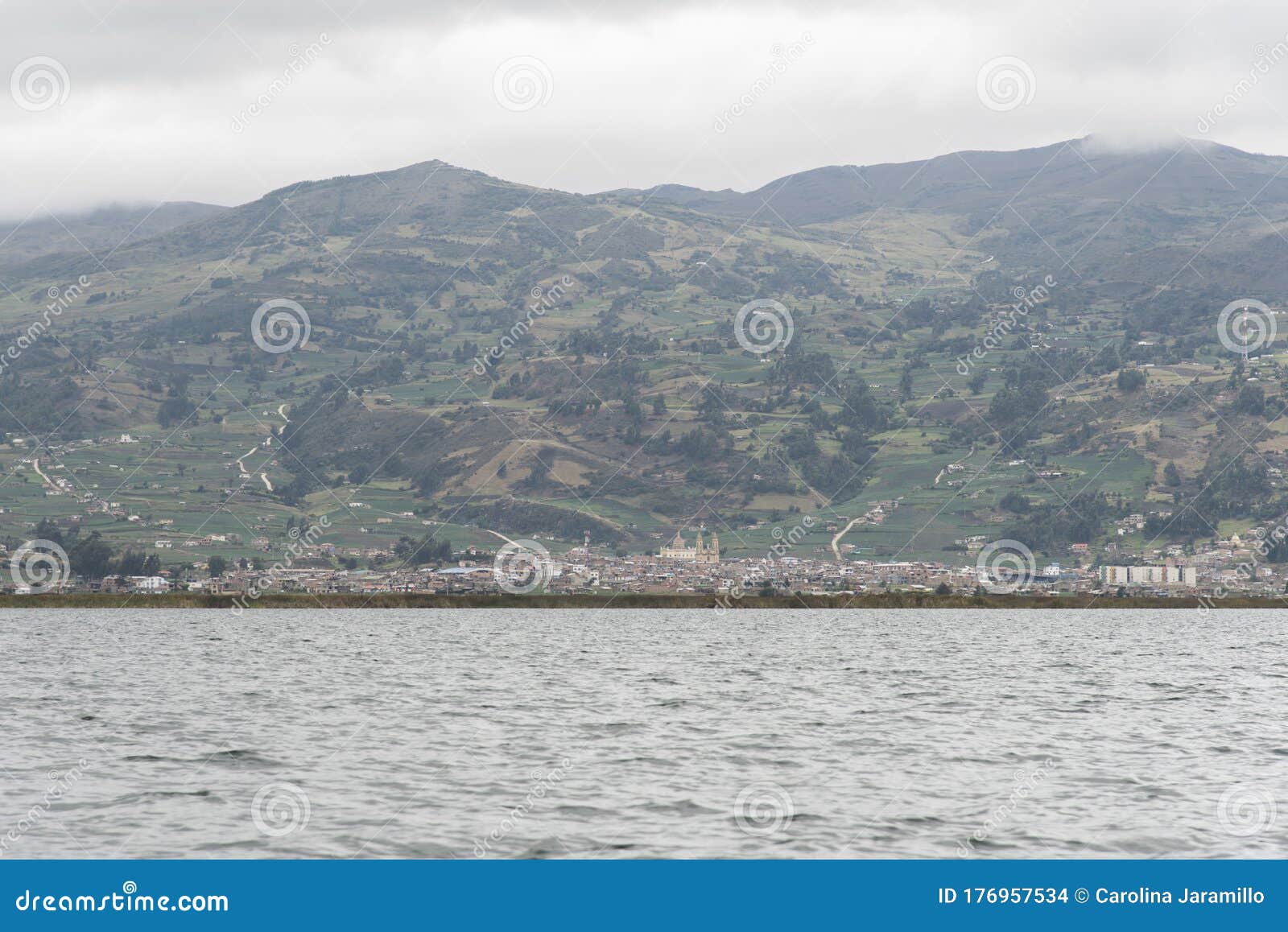 view of aquitania, boyaca, colombia, from the tota lake
