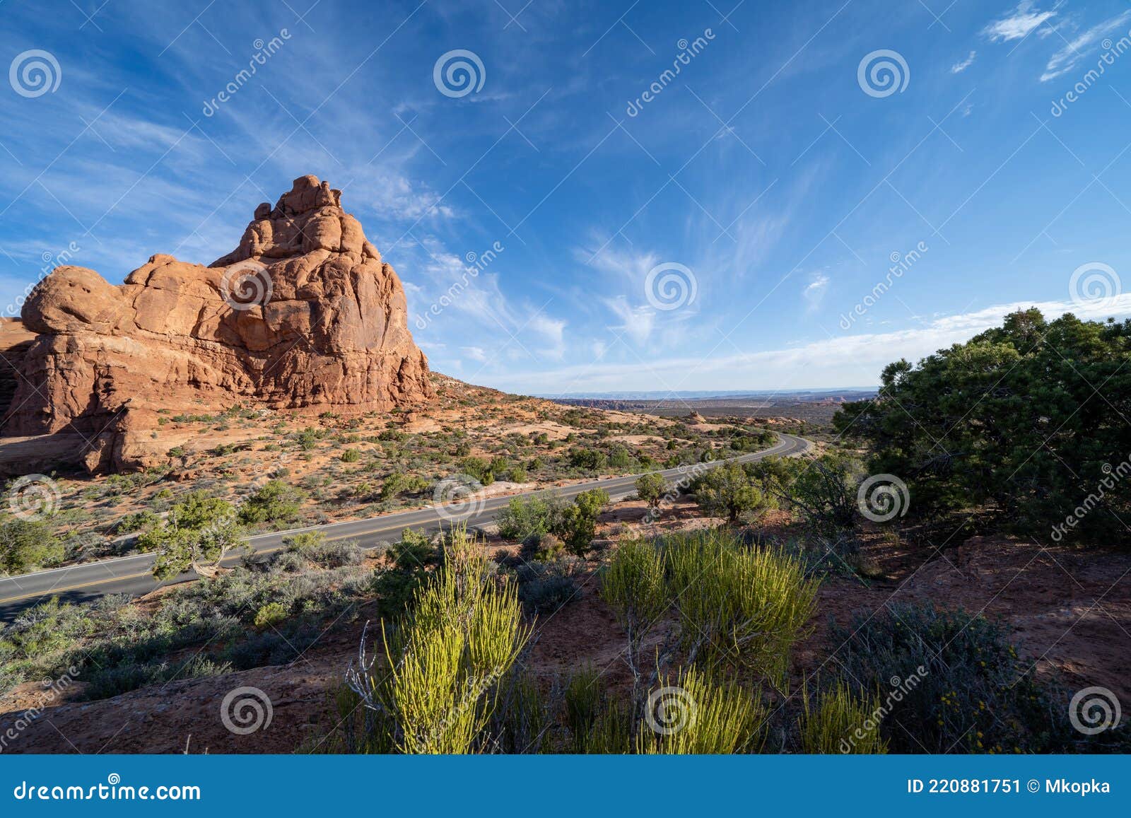 view of arches national park from the garden of eden viewpoint in the morning light hours