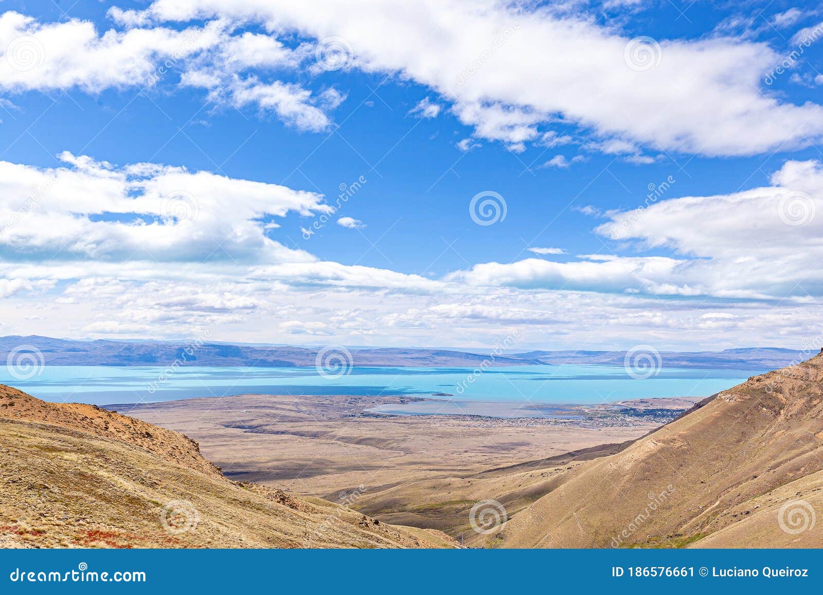 view of argentinean lake, from the top of mount `cerro moyano