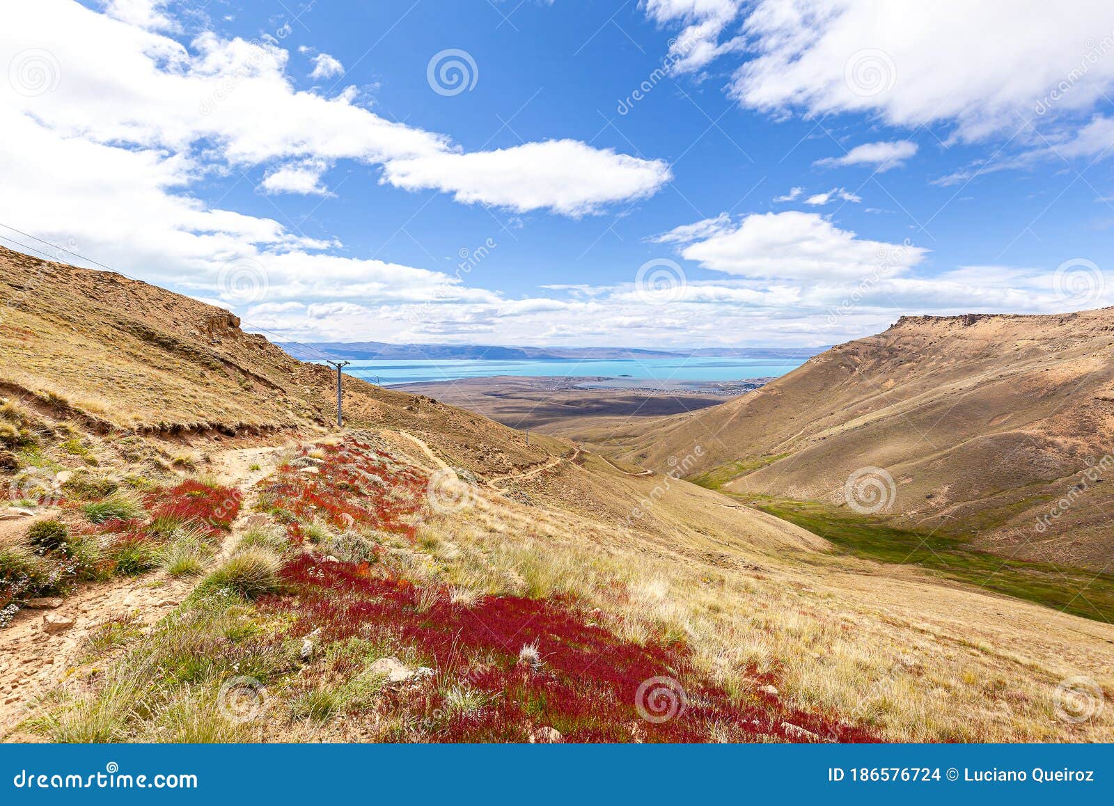 view of argentinean lake, from the top of mount `cerro moyano