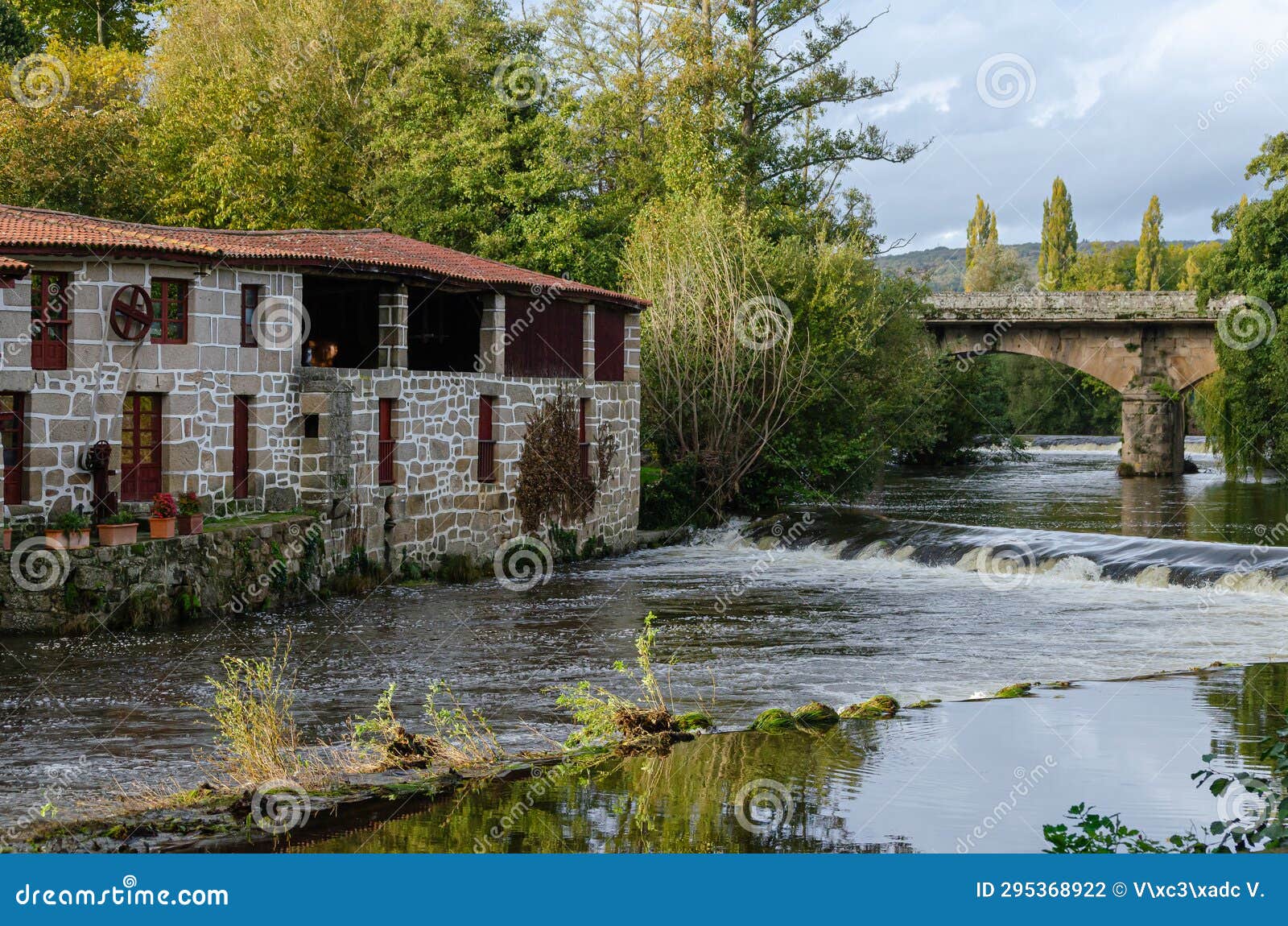 view of the arnoia river in the town of allariz. province of ourense. galicia, spain