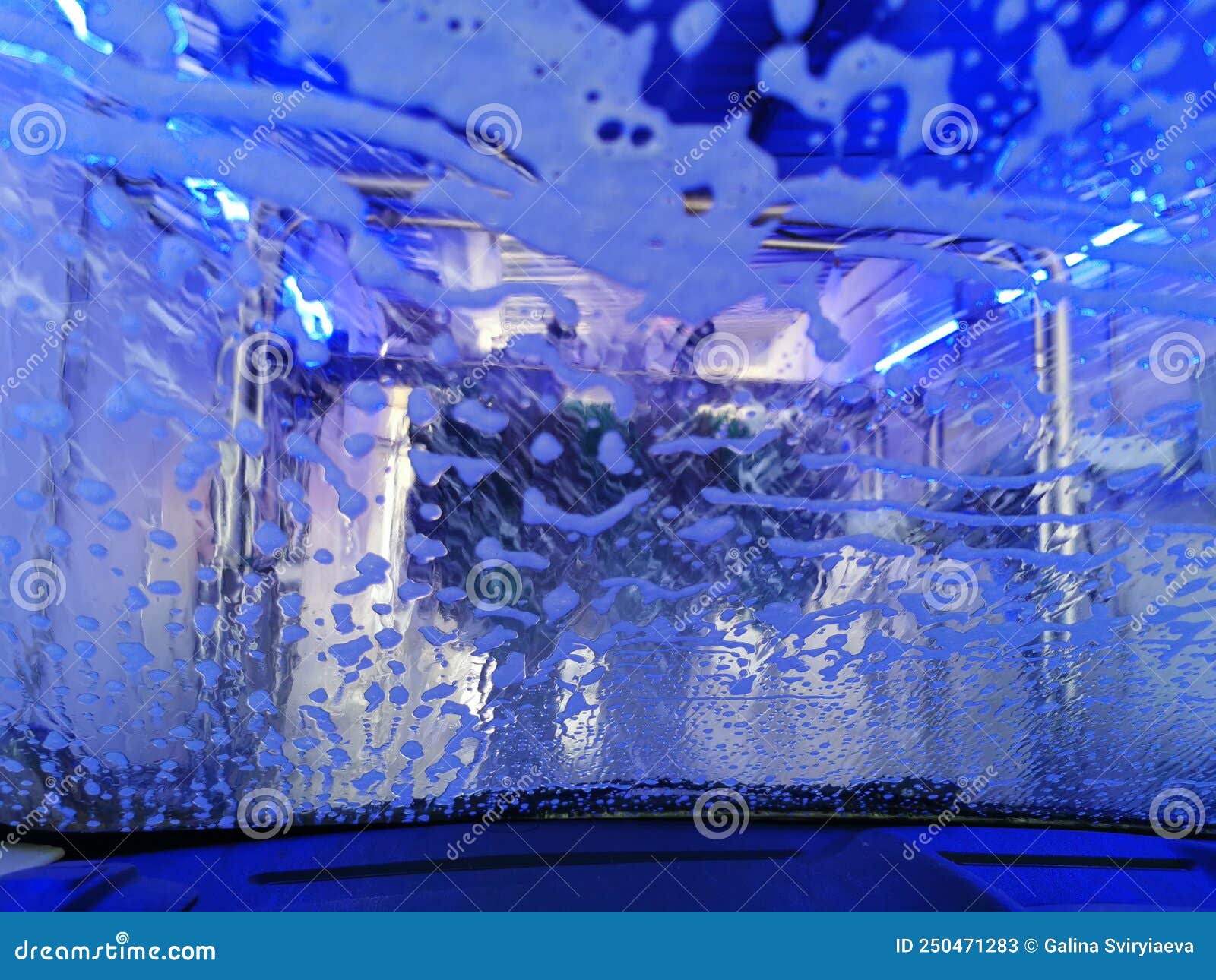 View of an Automatic Car Wash from Inside a Car Stock Image Image of