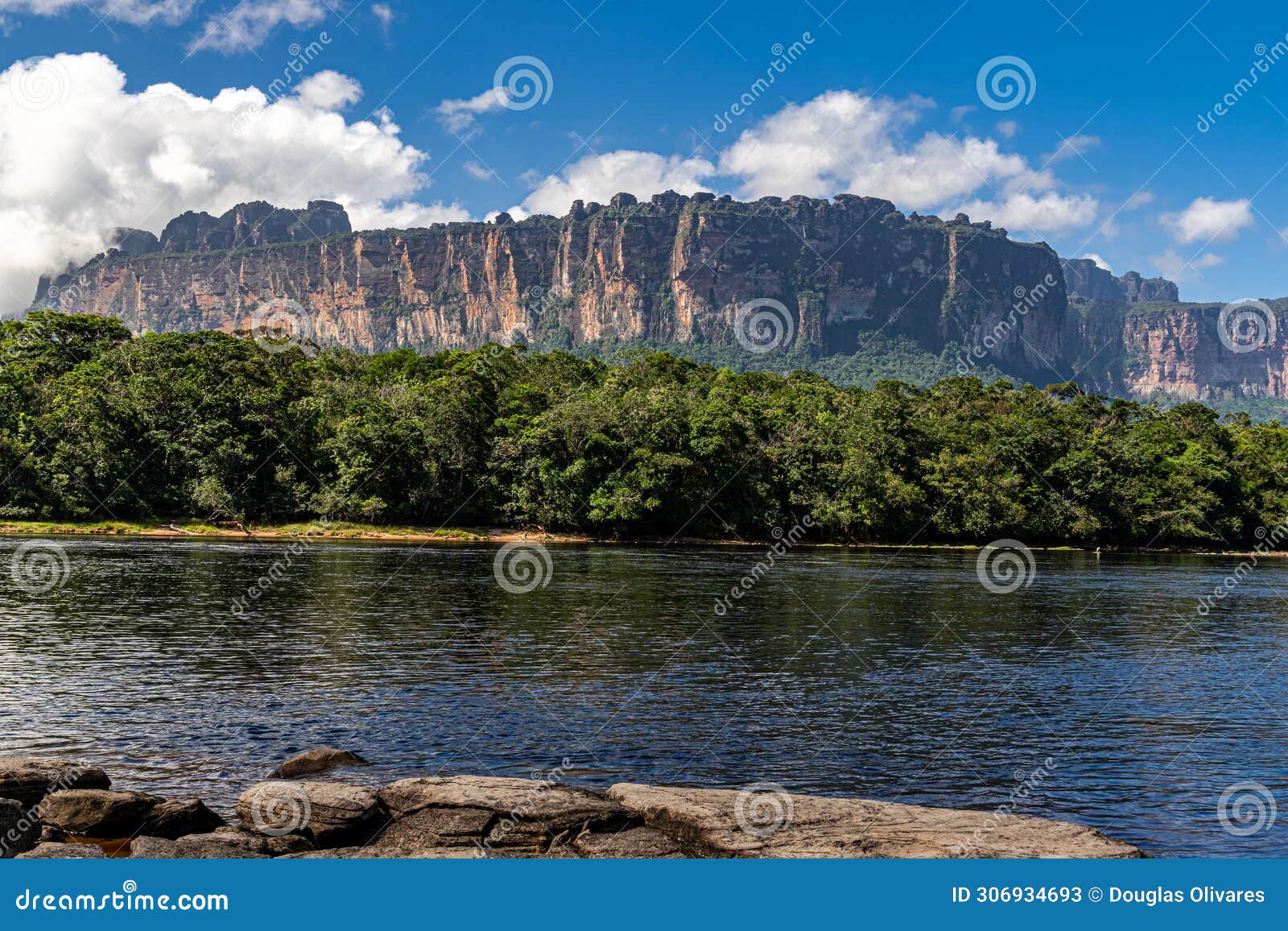 auyantepui from orquidea island in canaima national park.