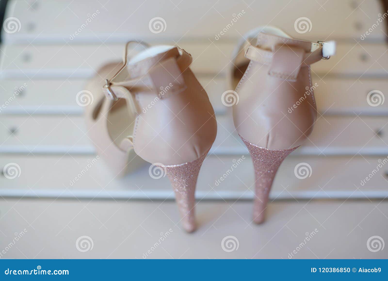 View from the Back of an Elegant High Heel Peep Toe Pumps Shoes, with ...