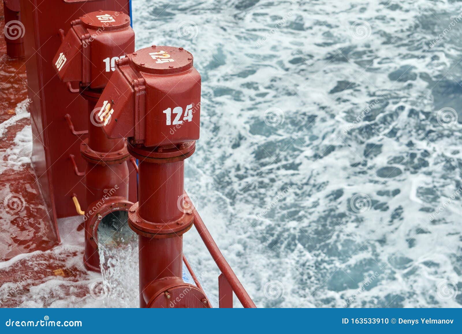 View Of Ballast Water Exchange Process Onboard Of A Ship Using Flow Through Method Underway In Open Ocean Overflow Method Through Stock Photo Image Of System Management 163533910