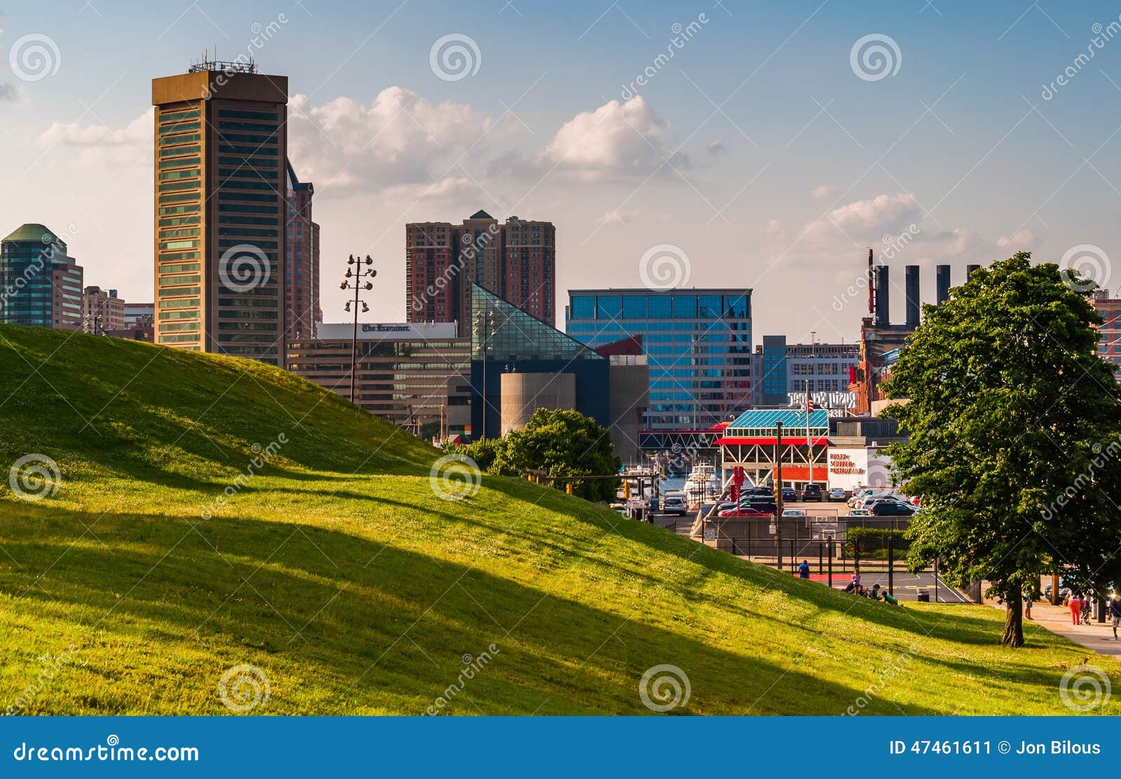 View of the Baltimore Skyline from Federal Hill. Editorial Photo