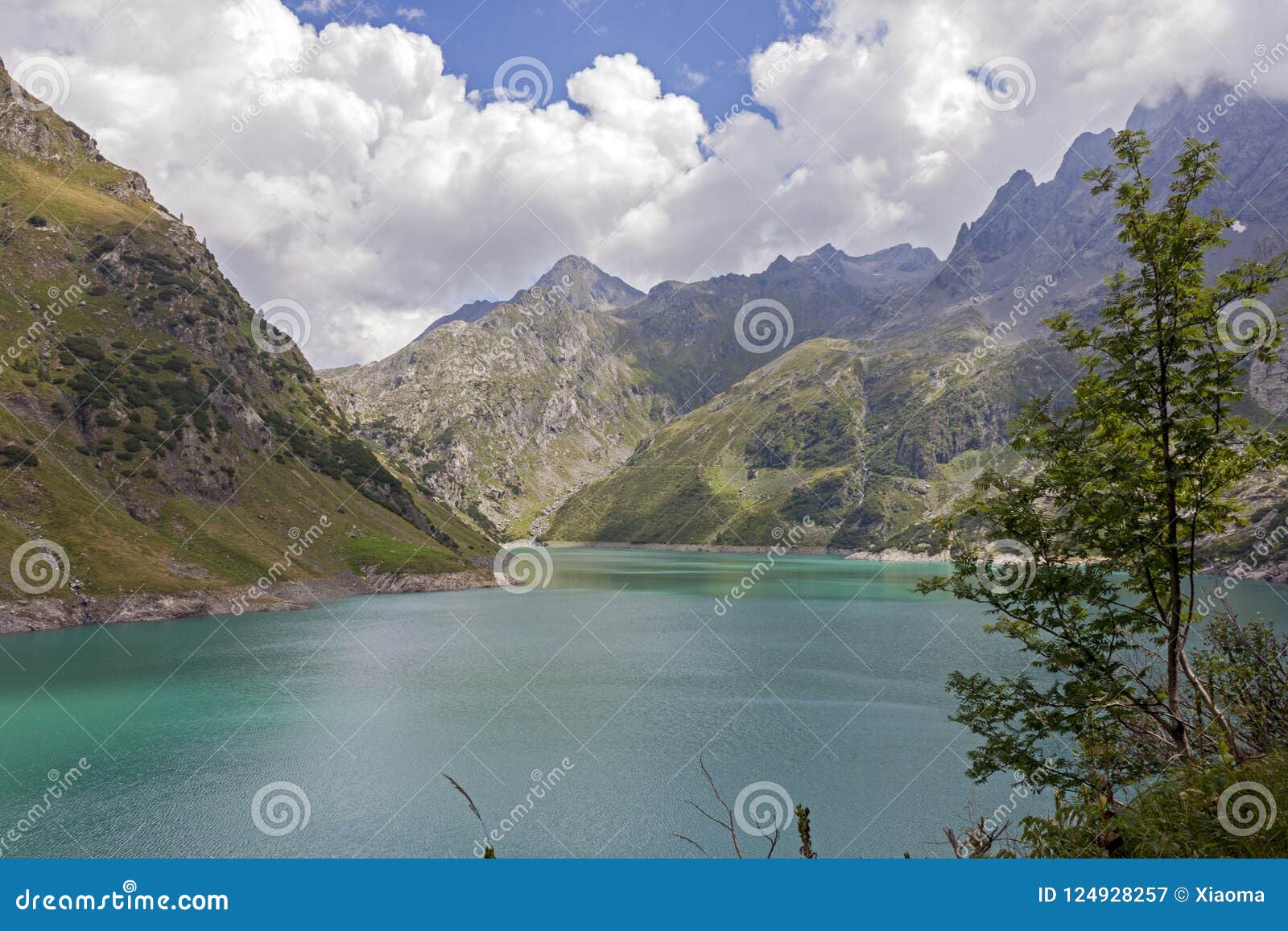 a view of barbellino artificial lake, valbondione,