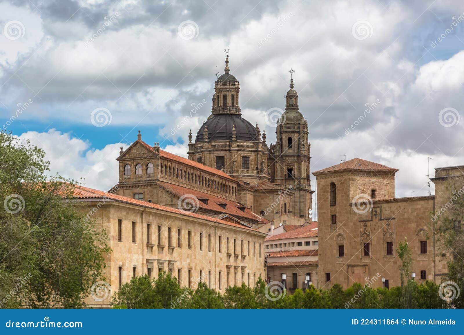 view of a baroque iconic dome copula at the la clerecia building, pontifical university at salamanca, universidad pontificia de