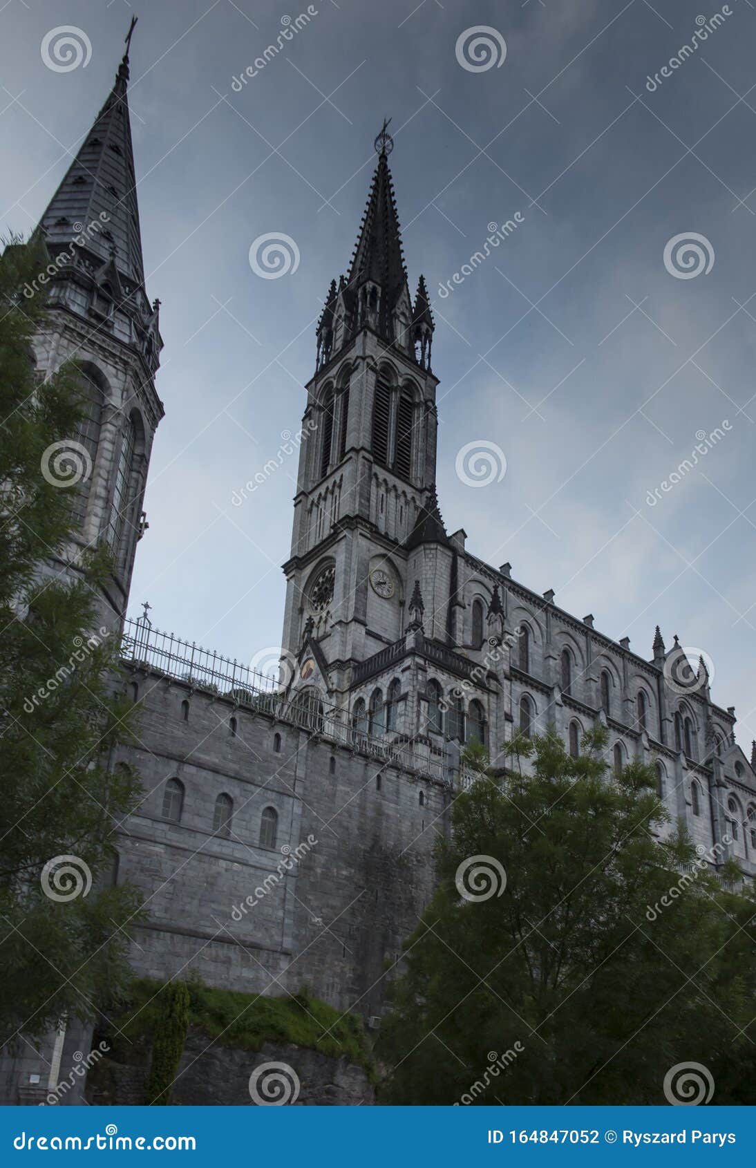 View of the Basilica Buildings Above the Massabielle Grotto at the ...