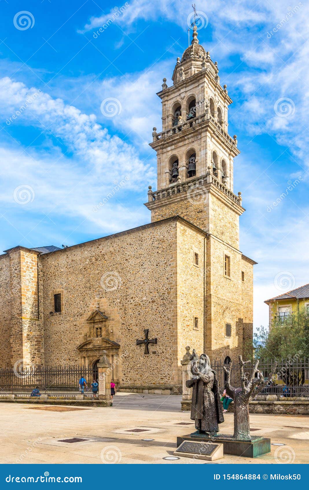 view at the basilica encina in the streets of ponferrada in spain
