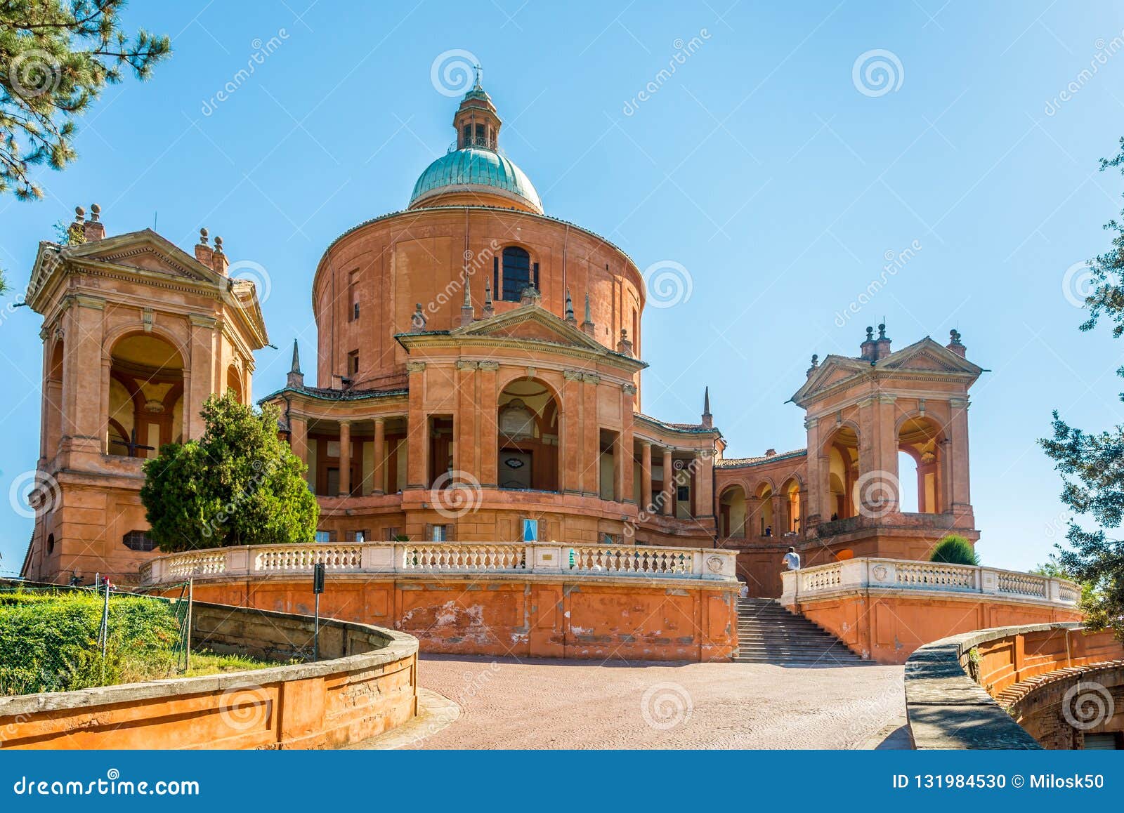 view at the basilica of madonna di san luca in bologna - italy