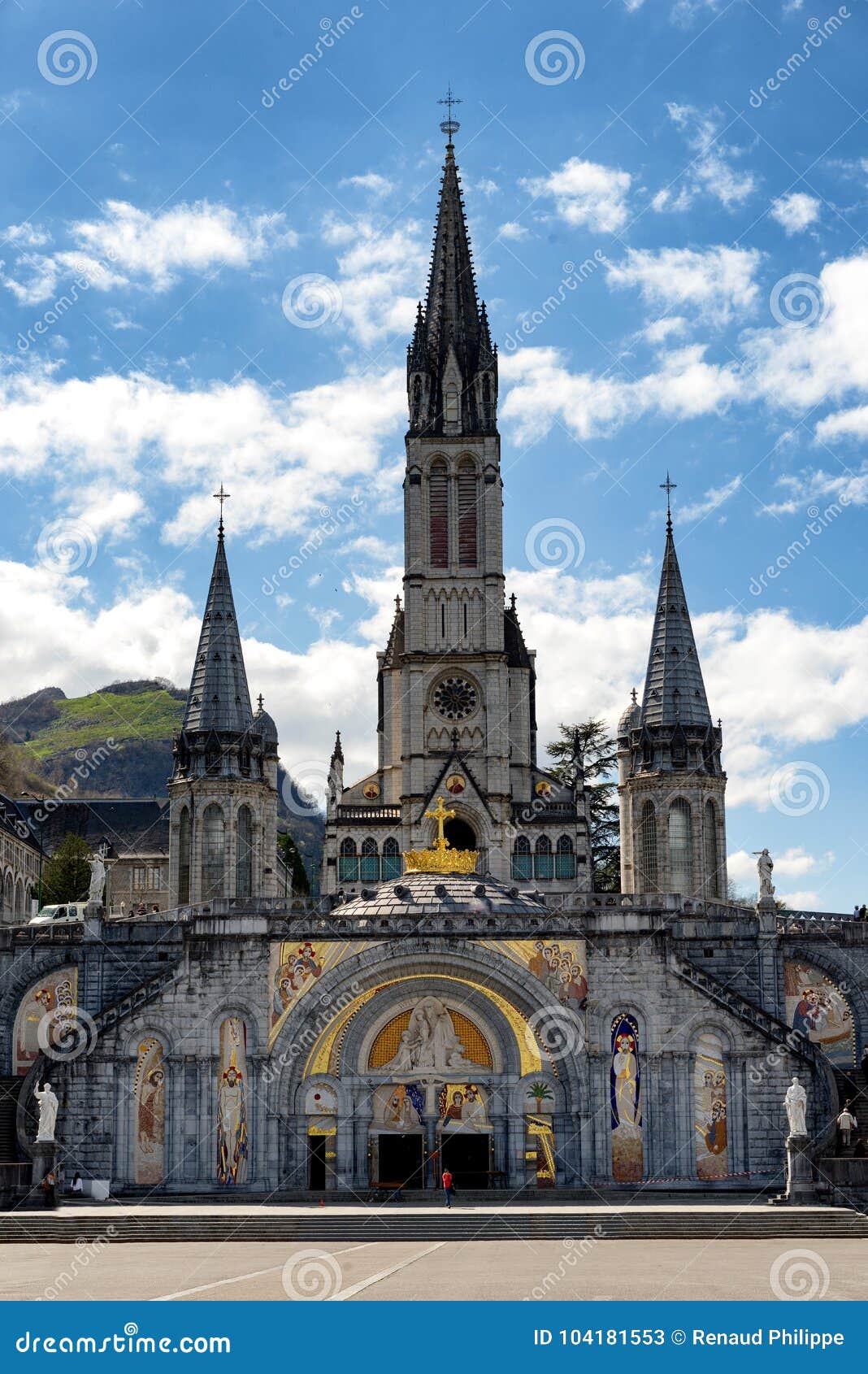 View of the Basilica of Our Lady of Lourdes Stock Image - Image of ...