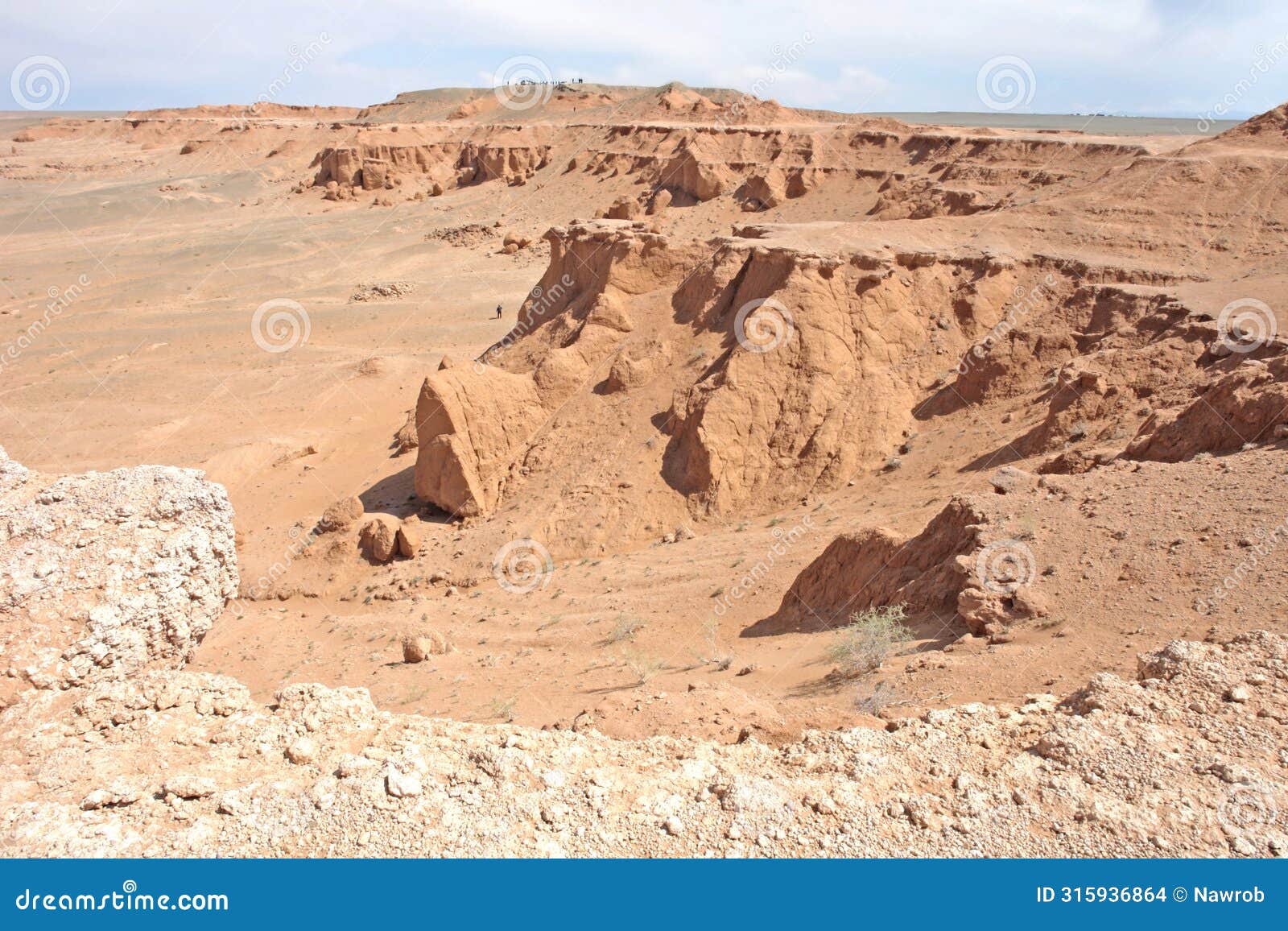 view on bayanzag flaming cliffs on the mongolian gobi desert