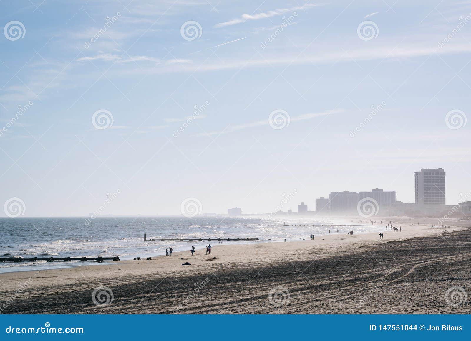 View of the Beach and Atlantic Ocean in Atlantic City, New Jersey Stock Photo Image of blue