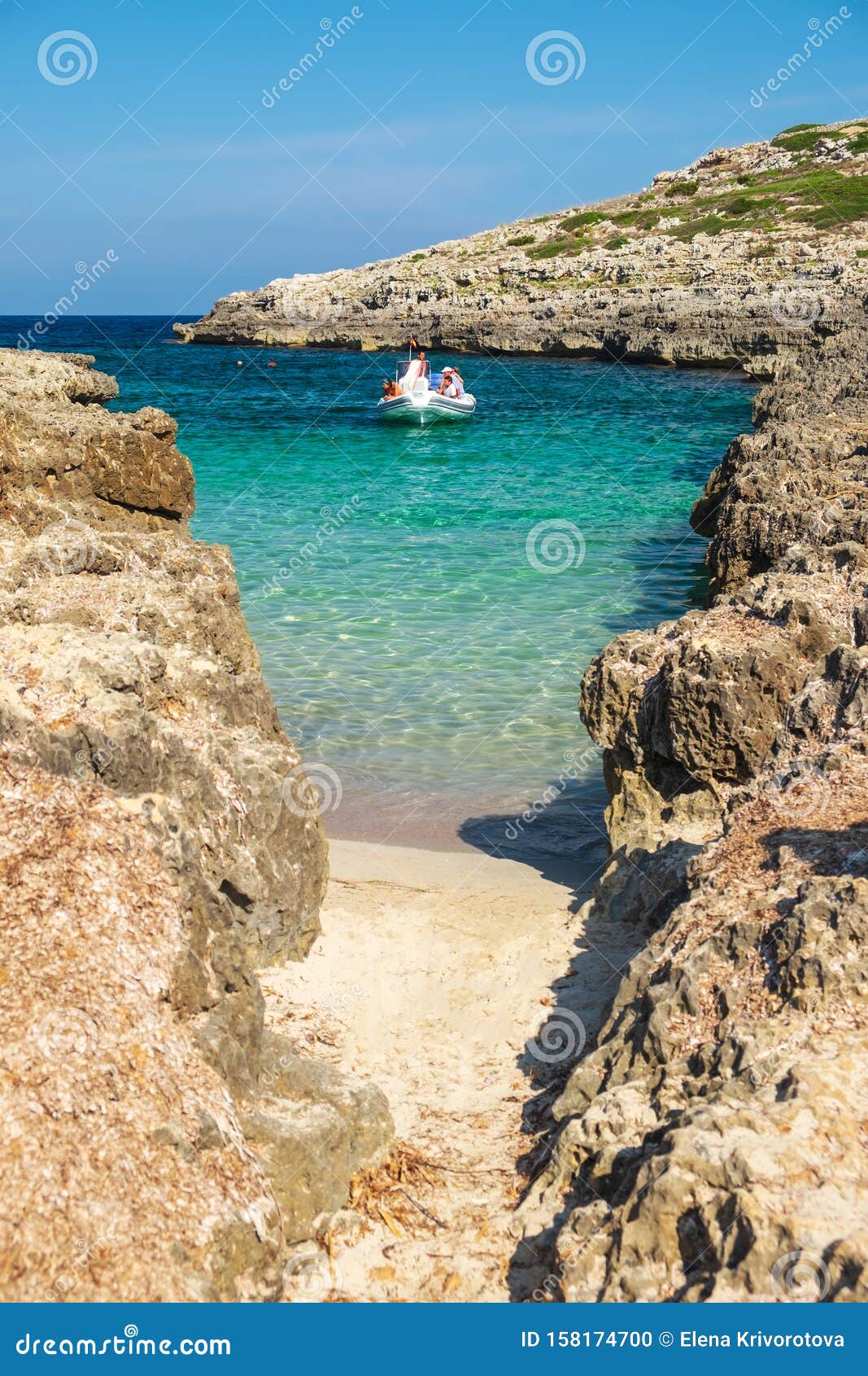 view on the beach calo roig on menorca, balearic islands