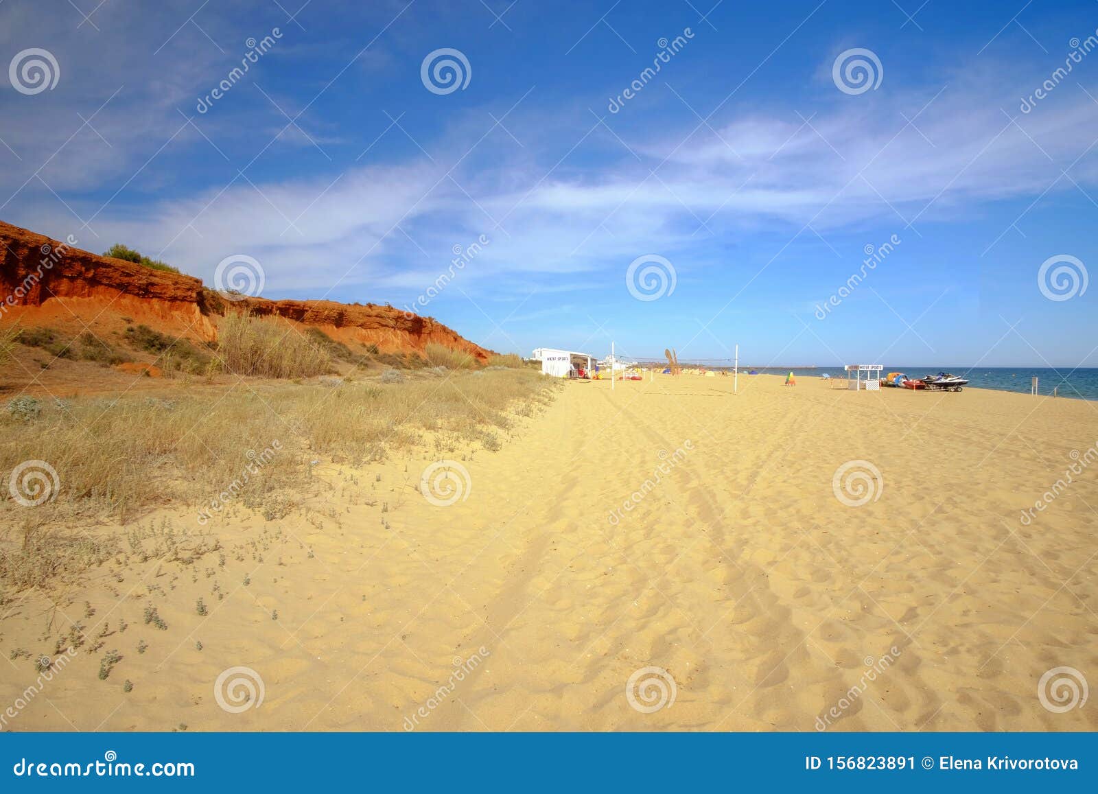View Beautiful Beach Praia Da Falesia Barranco Das Belharucas Algarve Portugal Red Rocks Golden Sand 156823891 