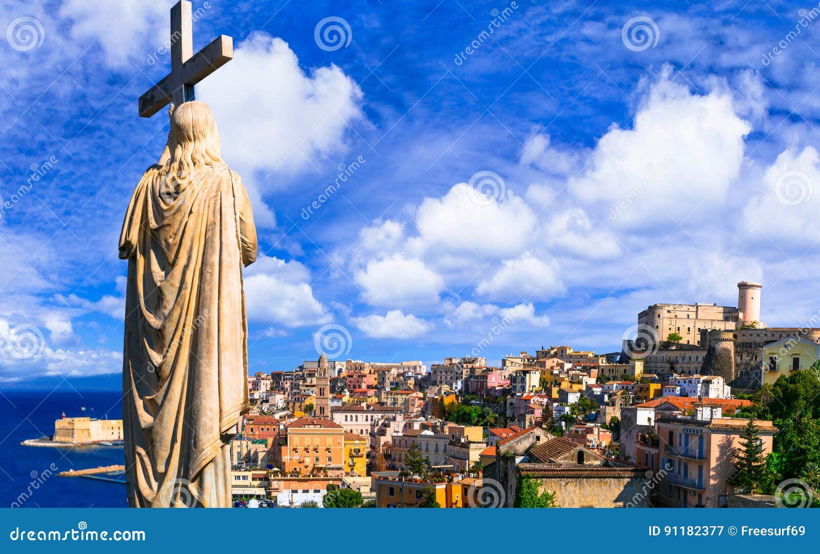 view of beautiful coastal town gaeta. landmarks of italy, lazio