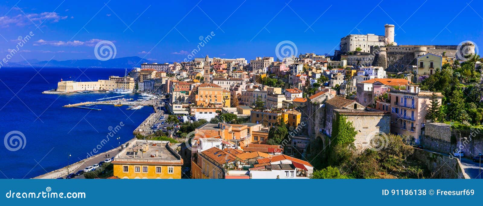 view of beautiful coastal town gaeta. landmarks of italy, lazio