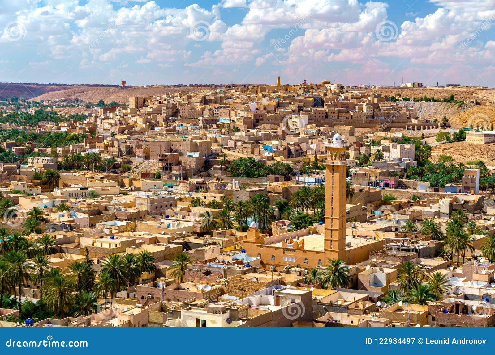 view of beni isguen, a city in the mzab valley. unesco world heritage in algeria