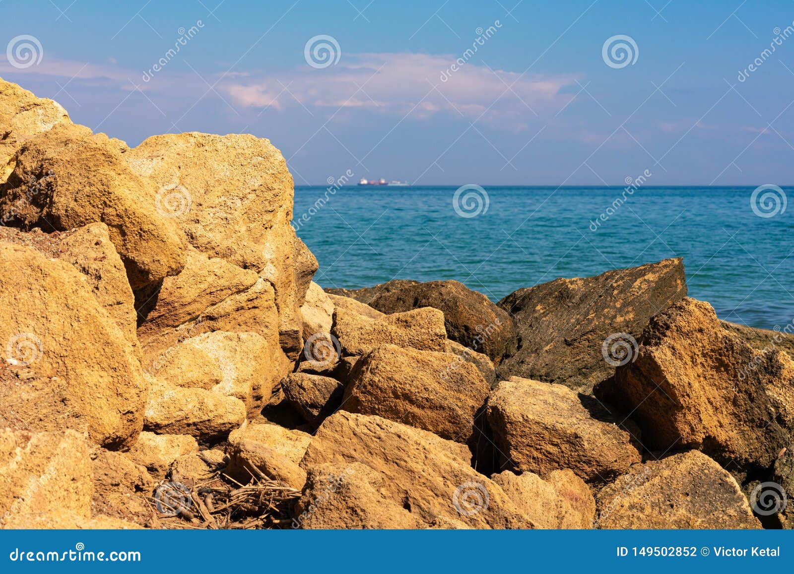 View Of The Black Sea On A Clear Sunny Day On The Shore Stones And