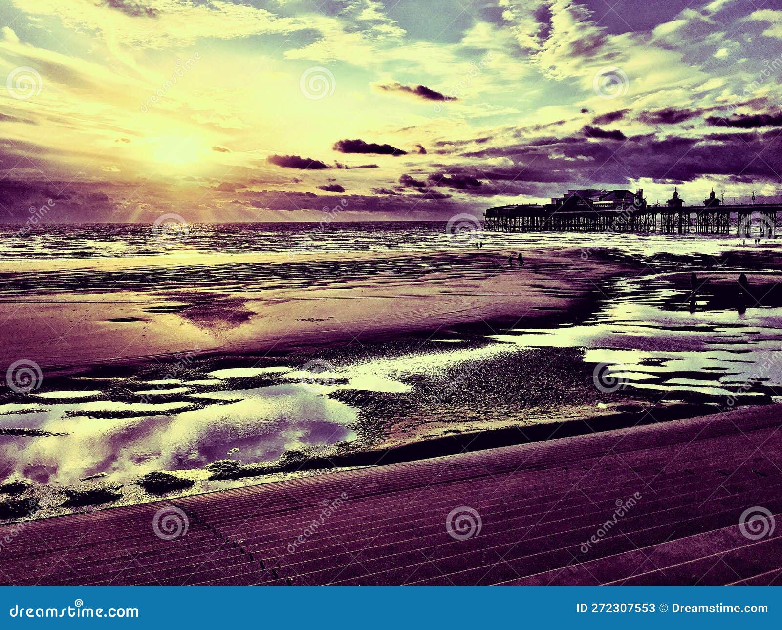 A View of Blackpool Pleasure Beach in the Evening Stock Image Image