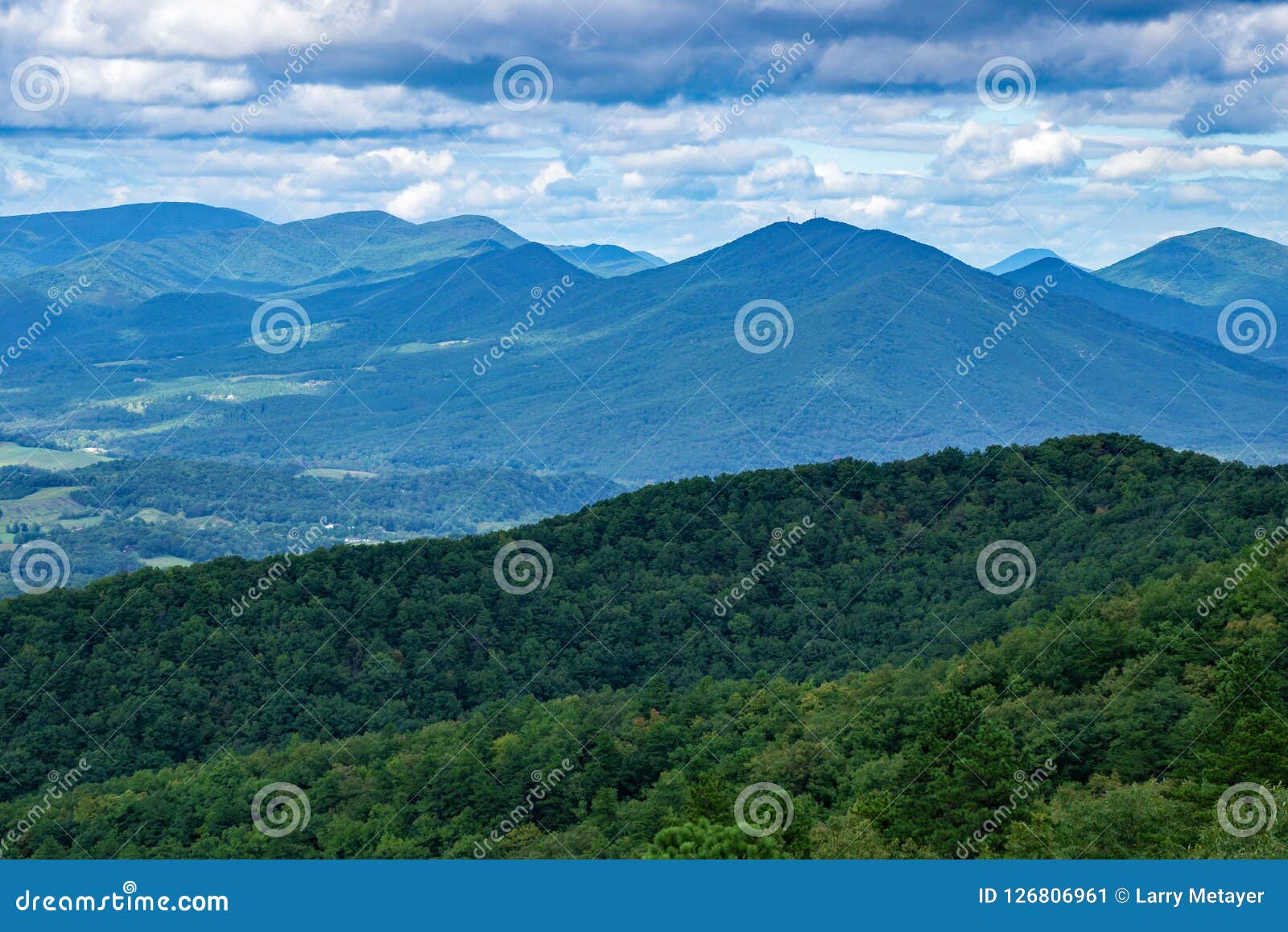 beautiful blue ridge mountains on a cloudy day