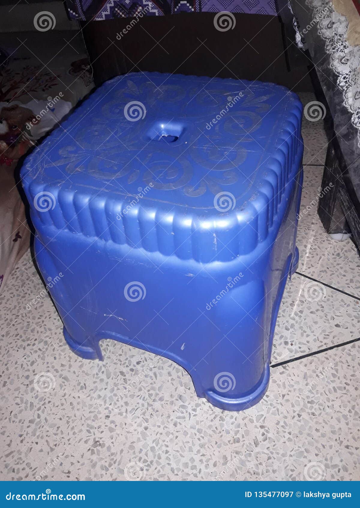 This is the Photo of Stool of Blue Color . Stock Image Image of guava