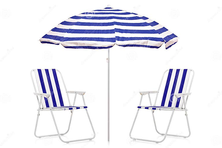 A View of a Blue and White Striped Umbrella Stock Image Image of