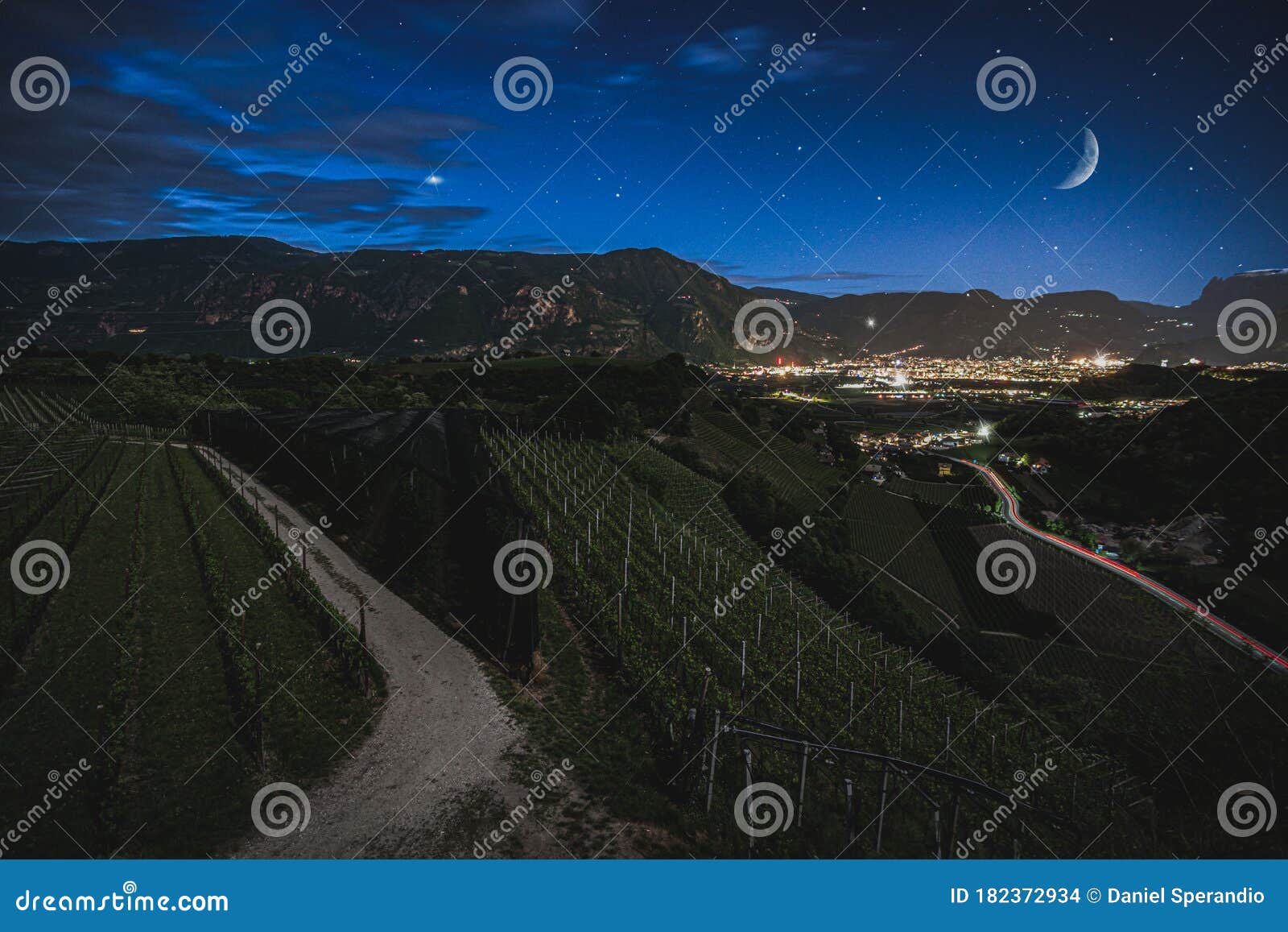 view on bolzano / bozen by night