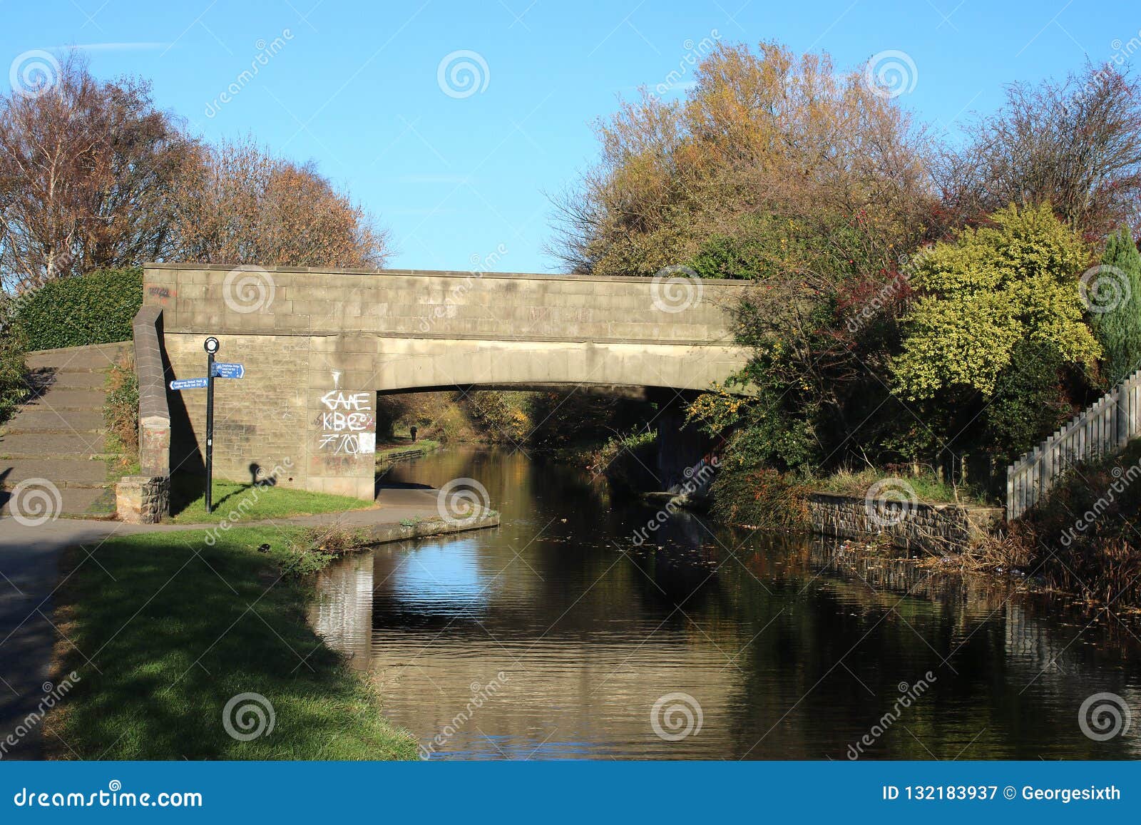 Bridge With Reflection Lancaster Canal Lancaster Stock Image Image Of Graffiti Bridge 132183937
