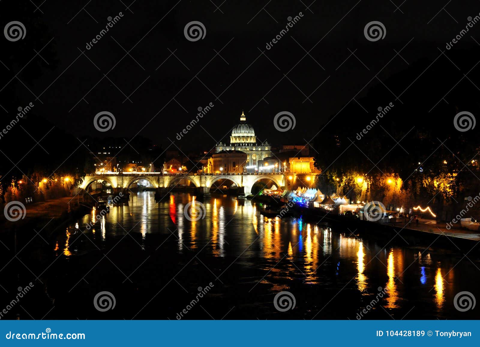view of the bridge vittorio emanuele ii and the dome of the basilica of saint peter