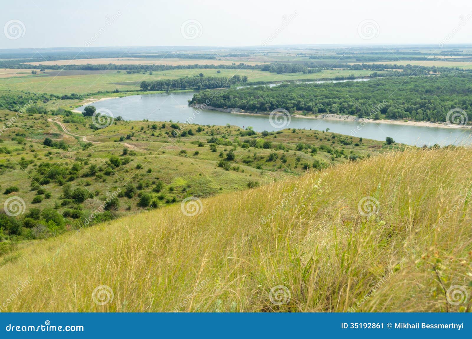 A View of the Broad River, Fields and Meadows Stock Image Image of