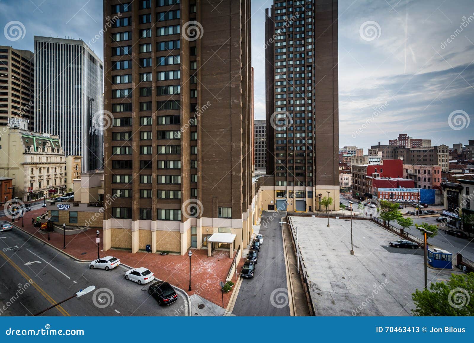 View of Buildings in Downtown Baltimore, Maryland. Editorial Stock Photo Image of clouds, city