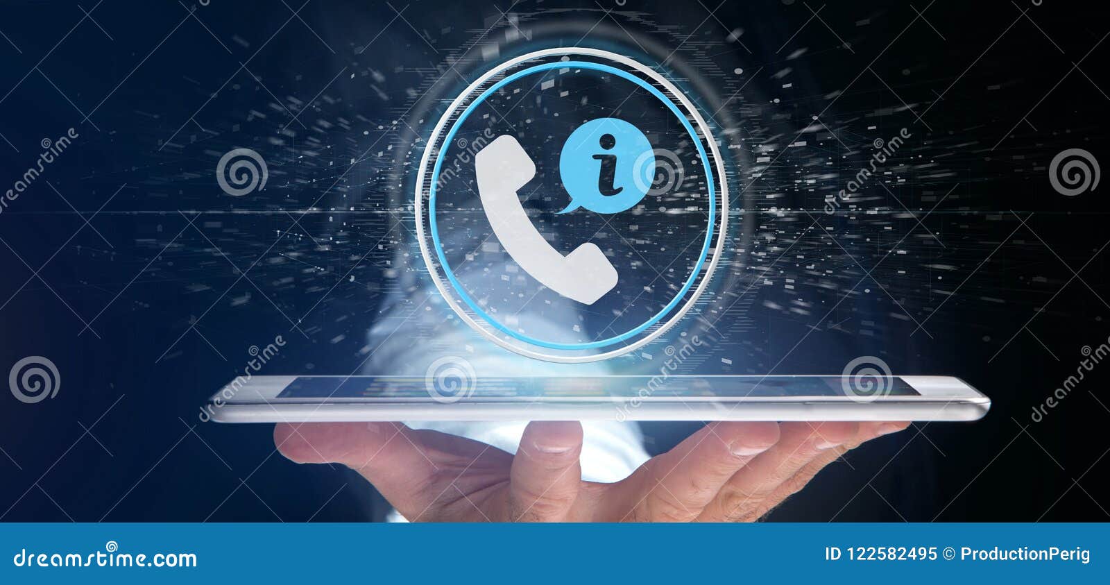 Businessman Holding a Customer and Assistance Hotline Service Bu Stock Image Image of