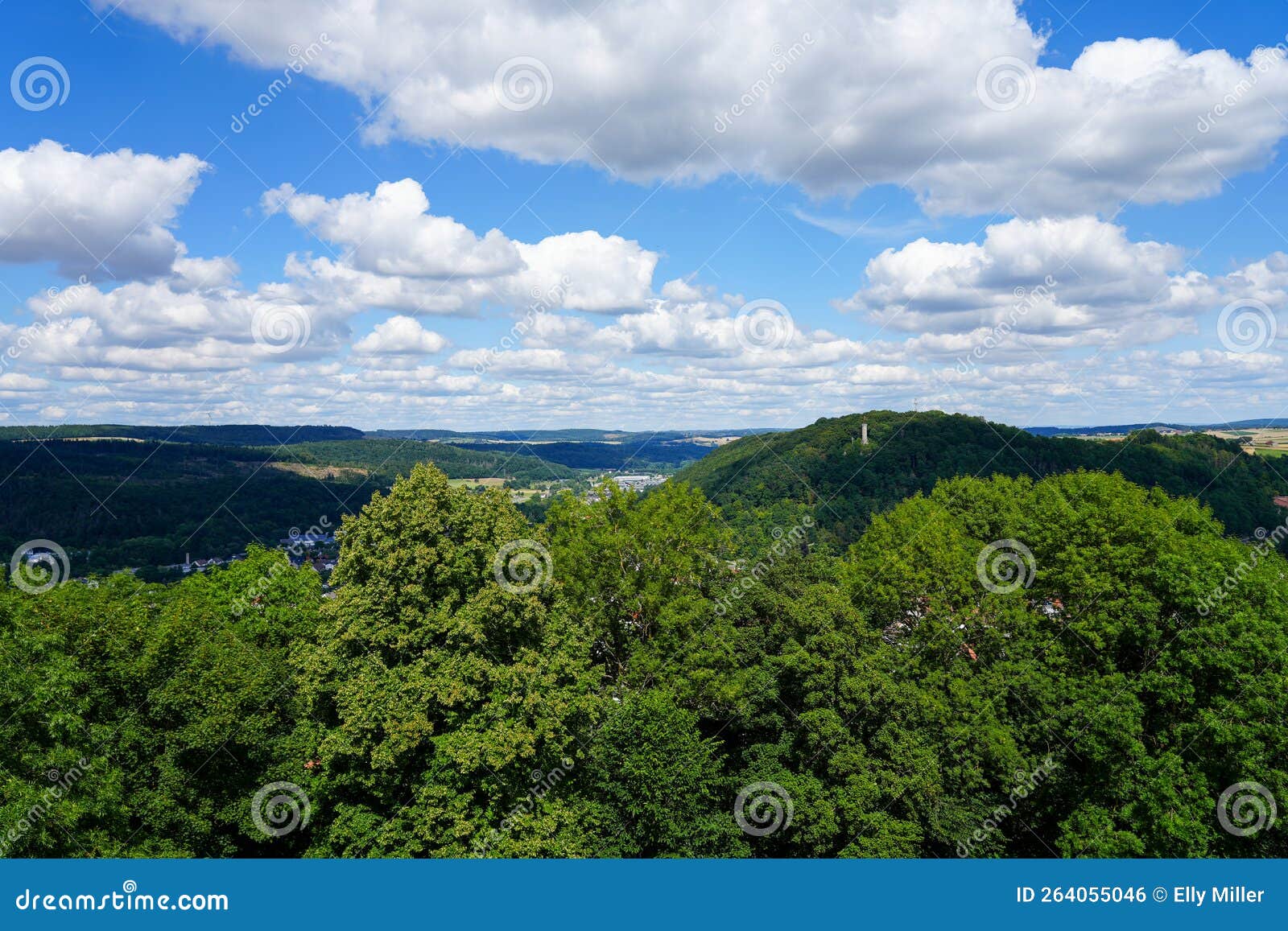 view from the buttenturm on the obermarsberg in marsberg. wide view of the landscape.