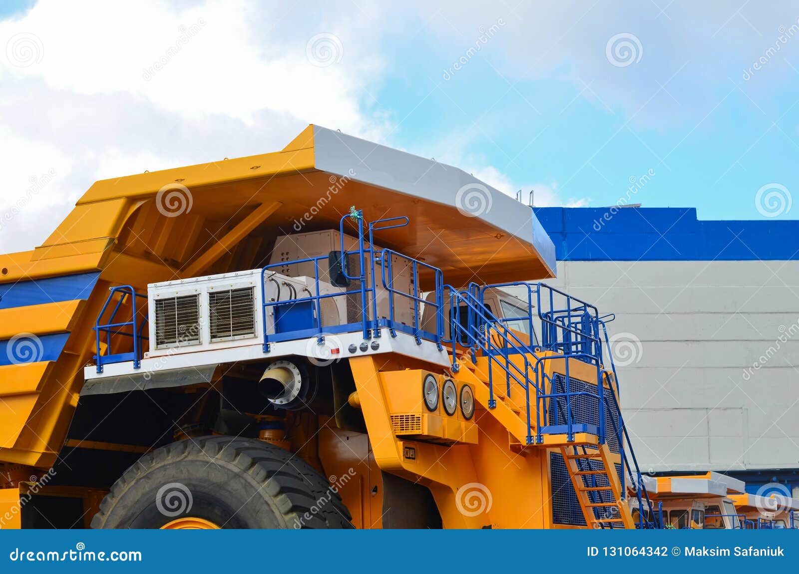 View Of The Cab Of The World`s Largest Yellow Mining Truck Against Stock Photo - Image of huge ...