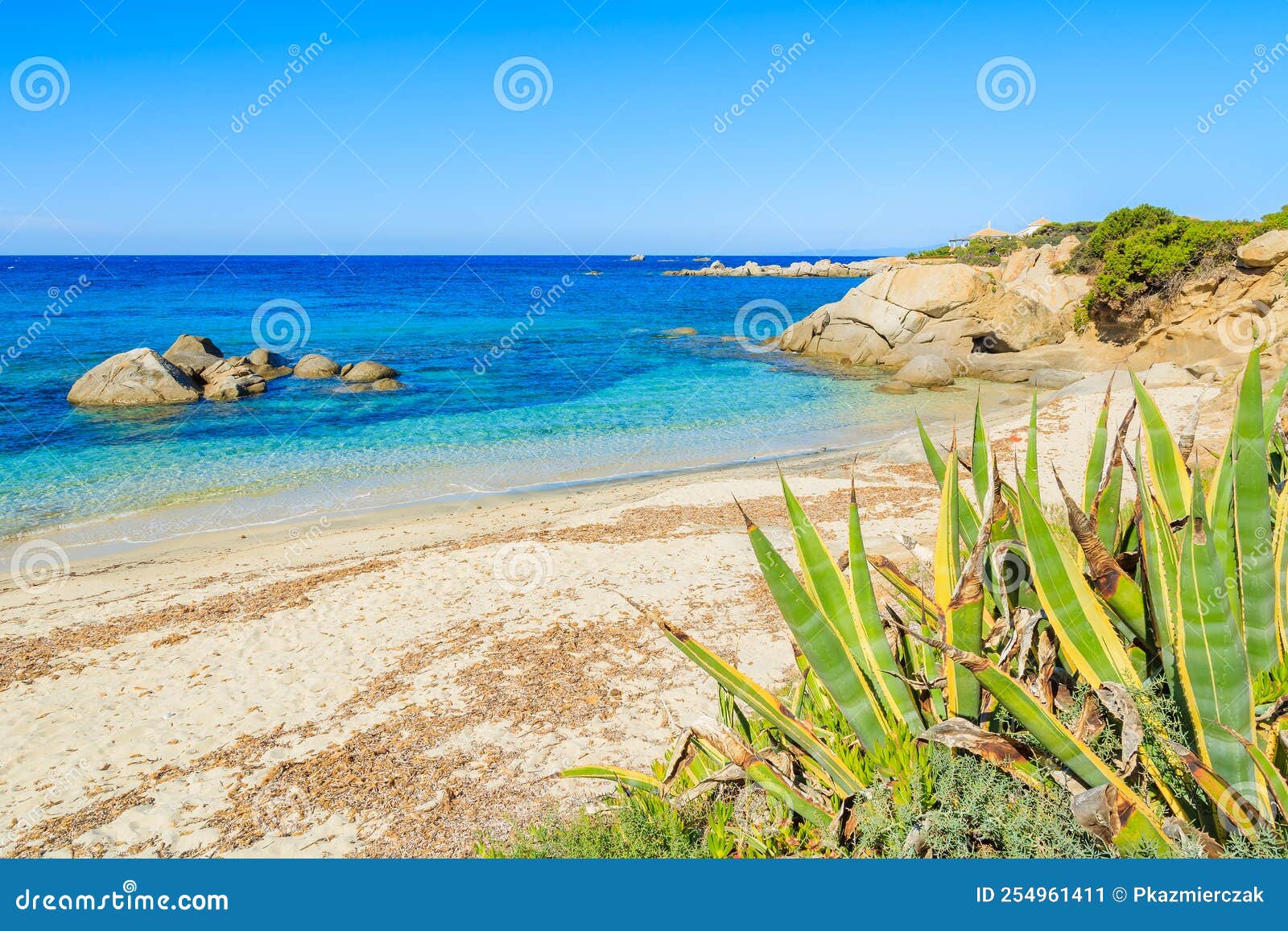 View of Cala Caterina Beach and Turquoise Sea, Sardinia Island, Italy ...