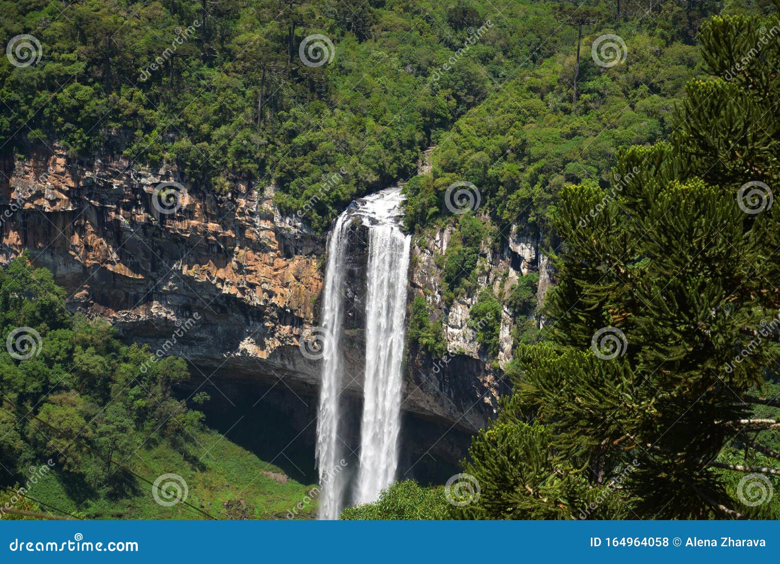 view of caracol waterfall  `cascata do caracol`  - canela city, rio grande do sul
