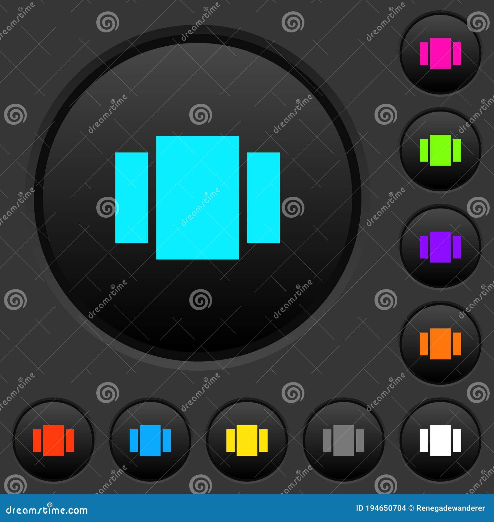 view carousel dark push buttons with color icons